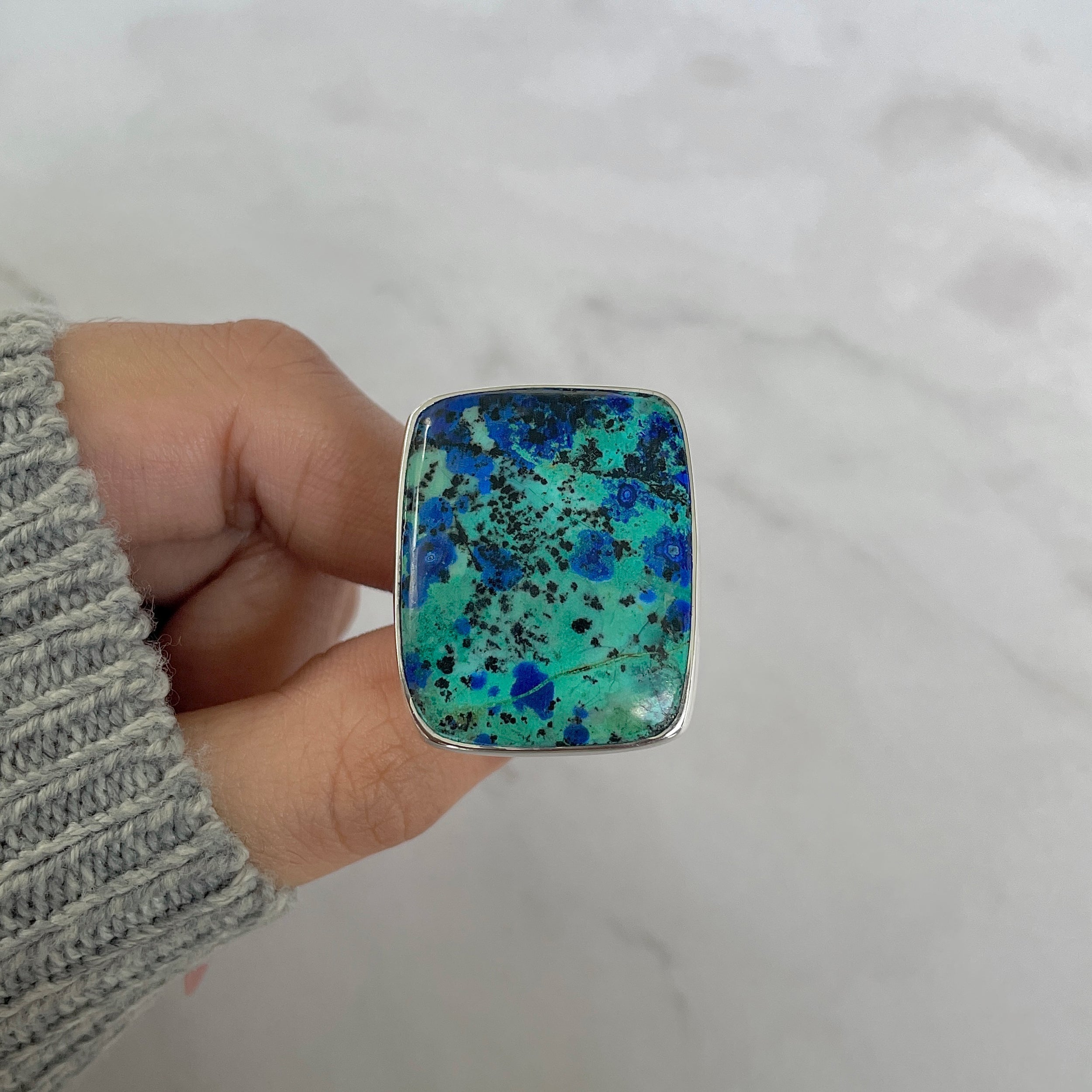 Azurite Malachite Adjustable Ring-(AZM-R-102.)