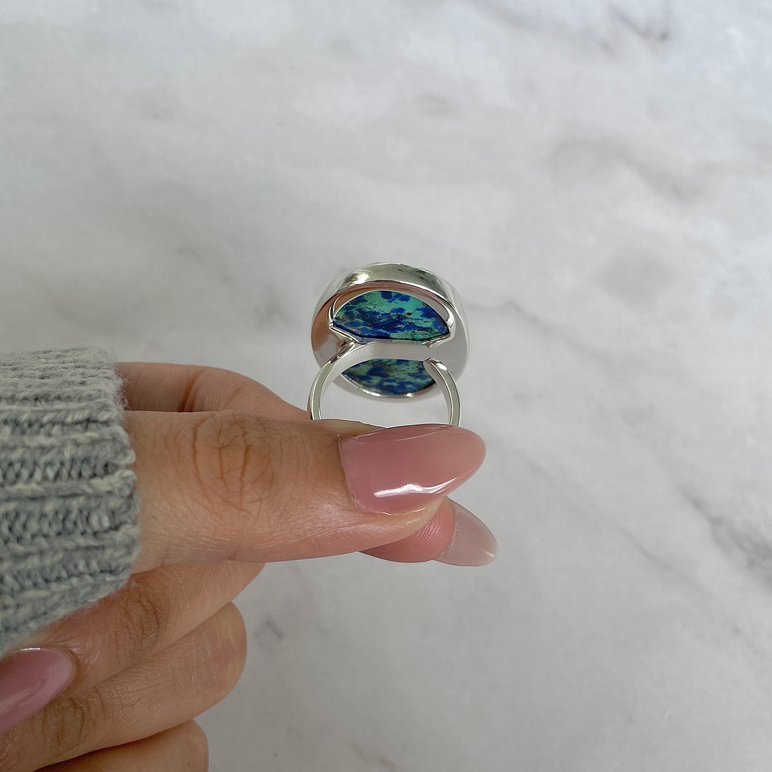 Azurite Malachite Adjustable Ring-(AZM-R-103.)