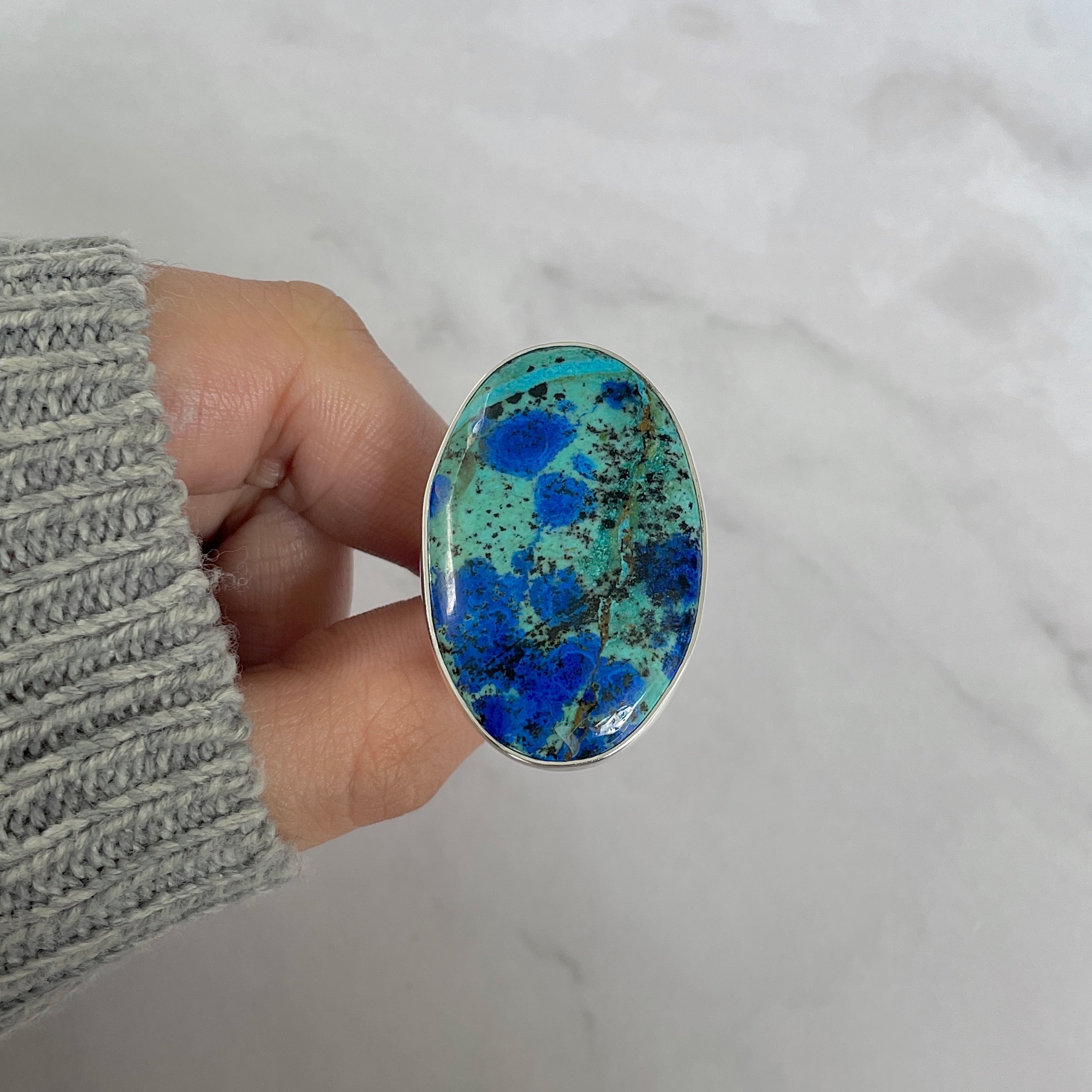 Azurite Malachite Adjustable Ring-(AZM-R-104.)