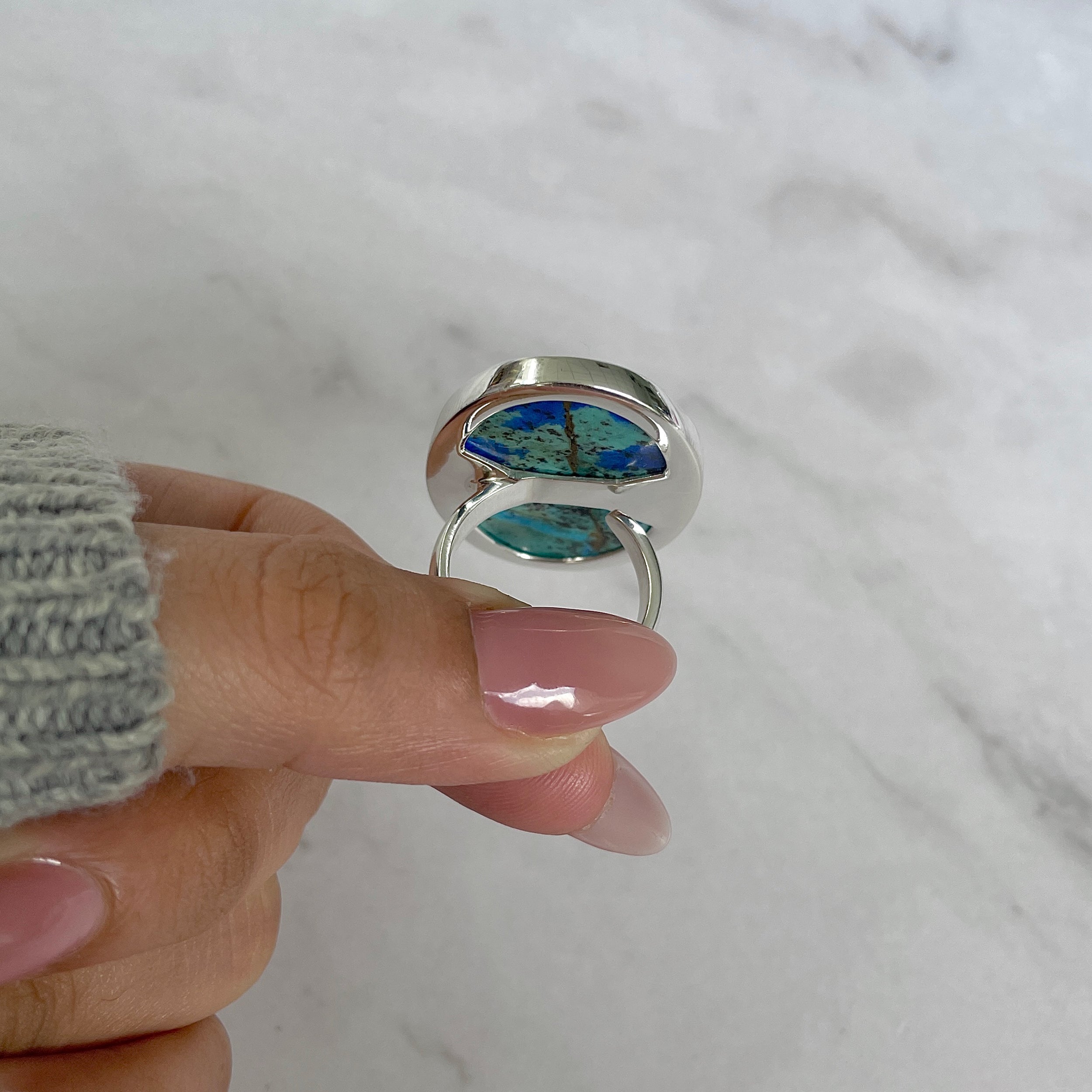 Azurite Malachite Adjustable Ring-(AZM-R-104.)