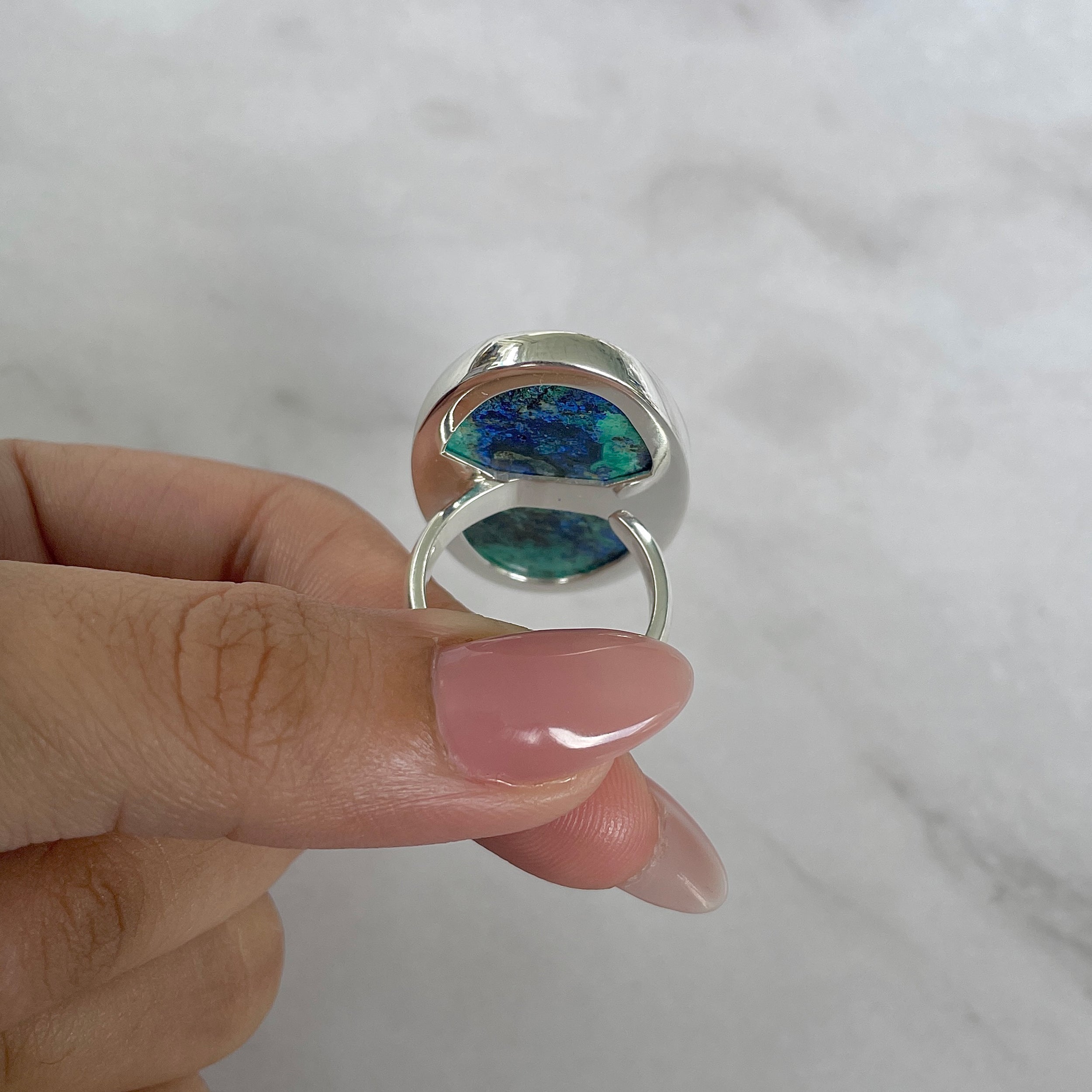 Azurite Malachite Adjustable Ring-(AZM-R-106.)