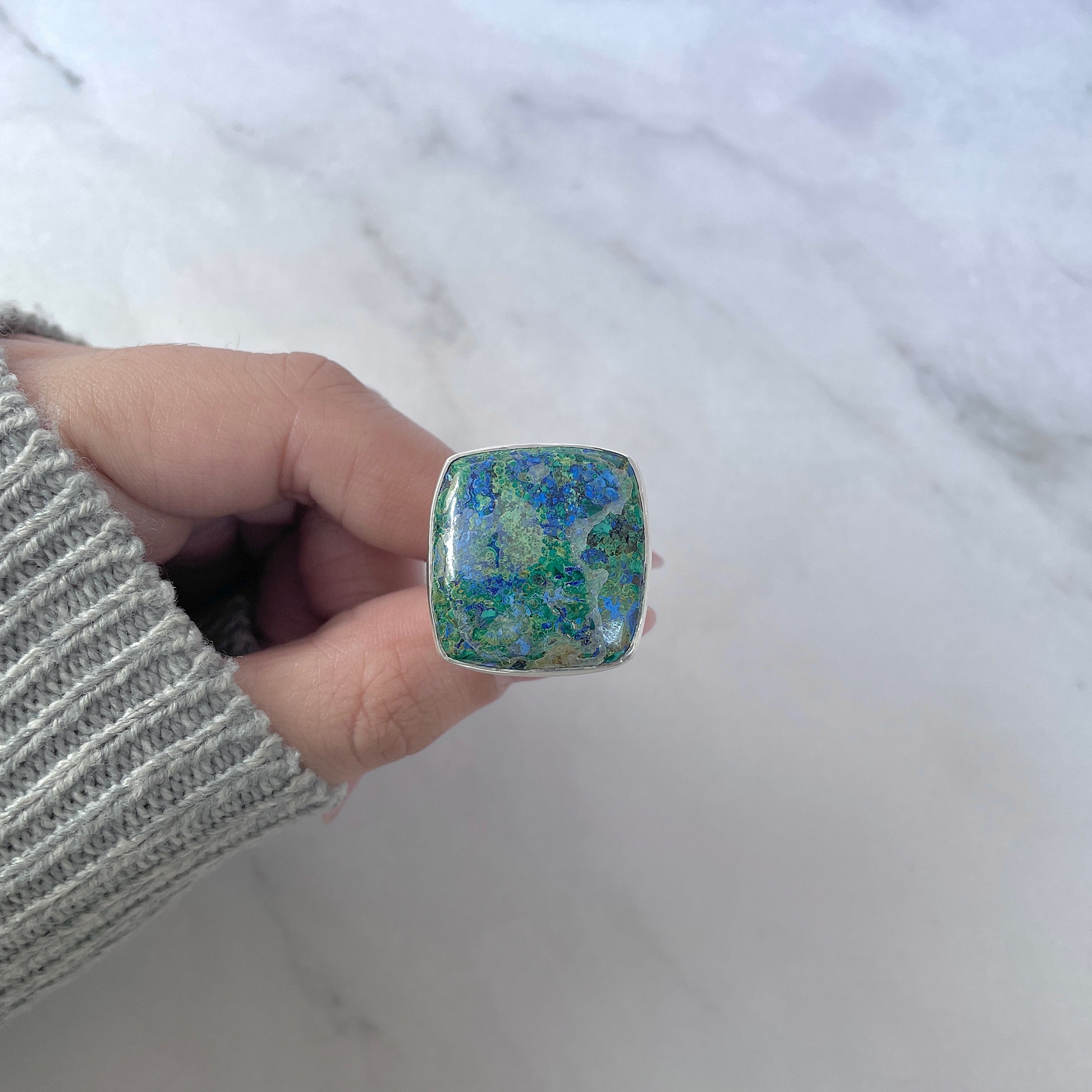 Azurite Malachite Adjustable Ring-(AZM-R-108.)