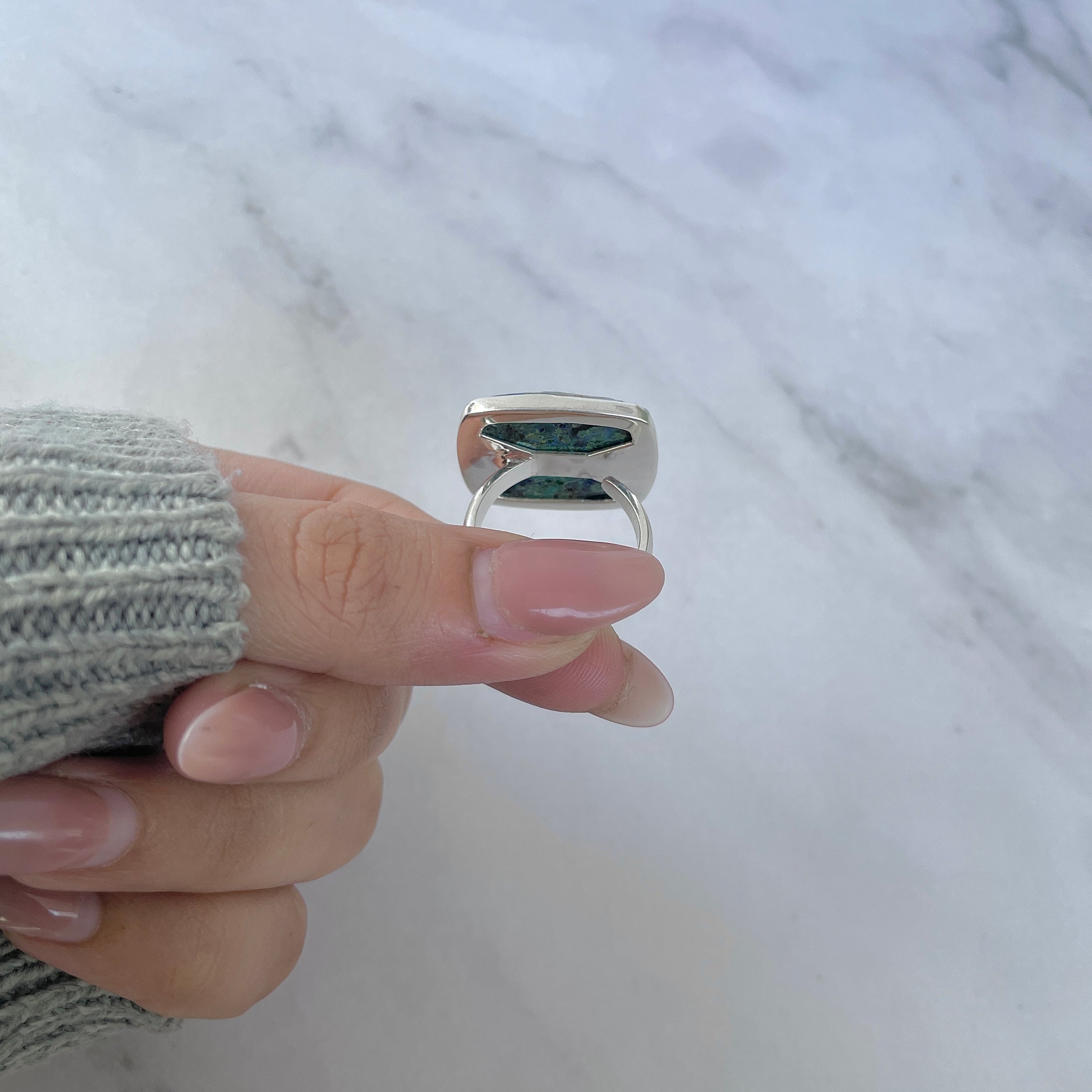 Azurite Malachite Adjustable Ring-(AZM-R-108.)