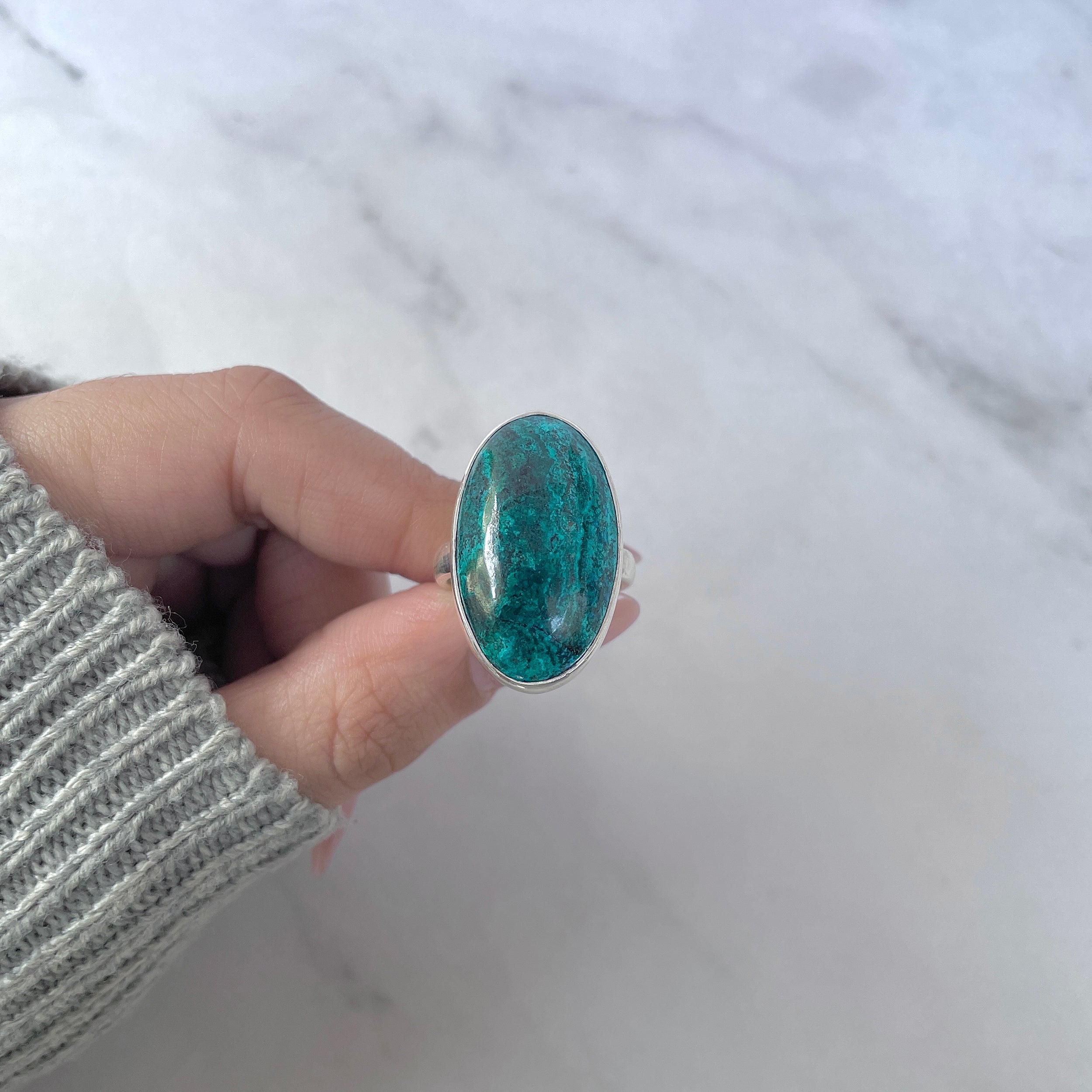 Azurite Malachite Adjustable Ring-(AZM-R-109.)