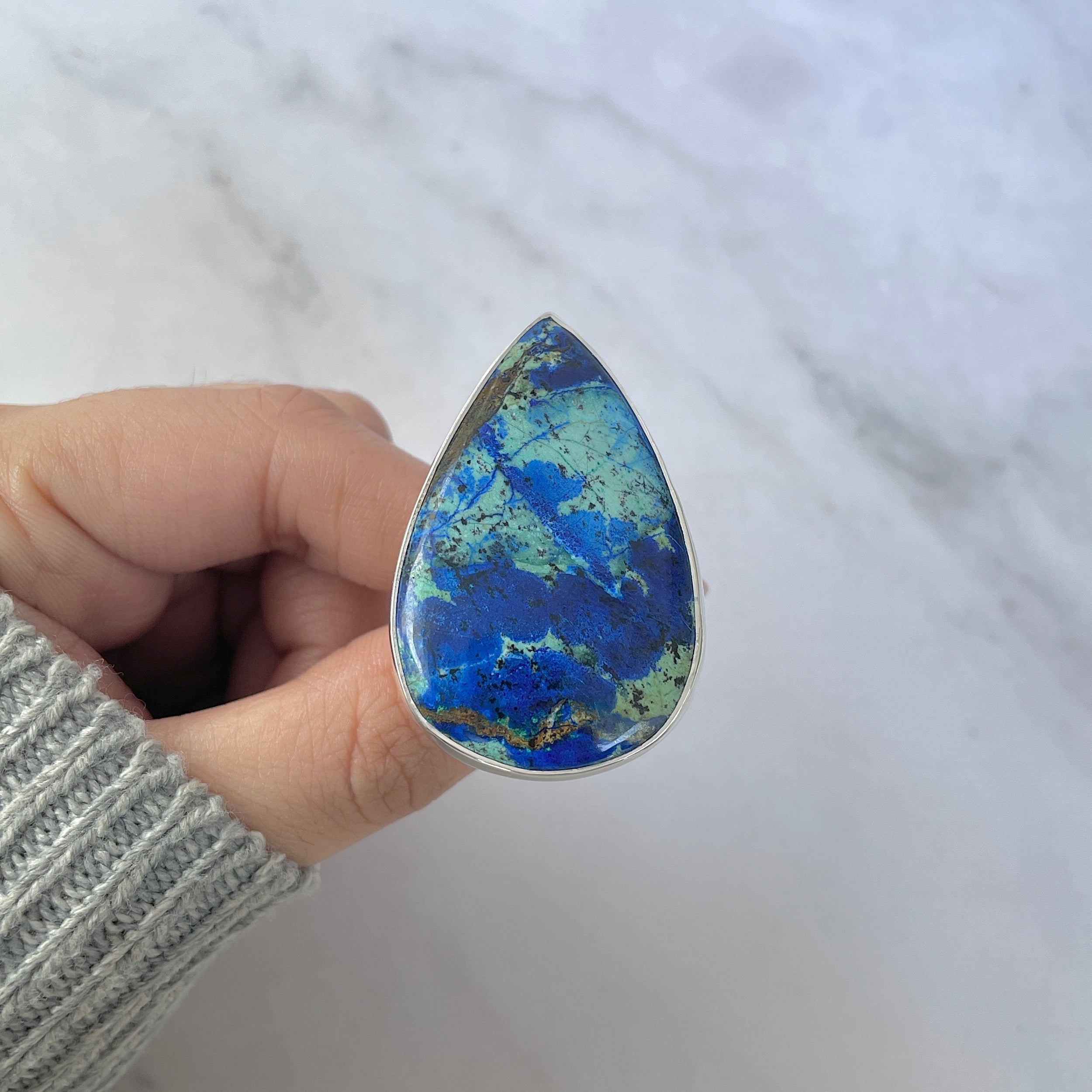 Azurite Malachite Adjustable Ring-(AZM-R-112.)