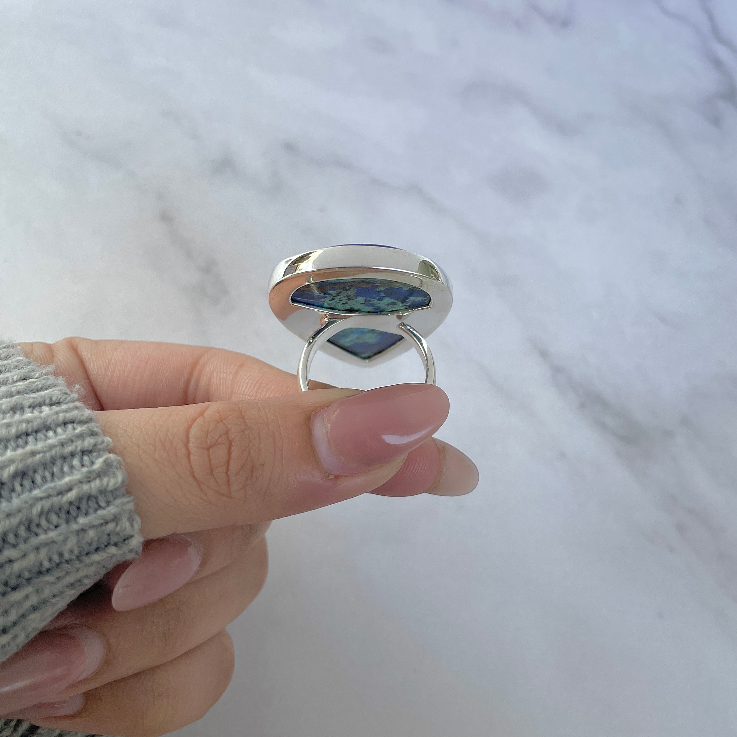 Azurite Malachite Adjustable Ring-(AZM-R-112.)