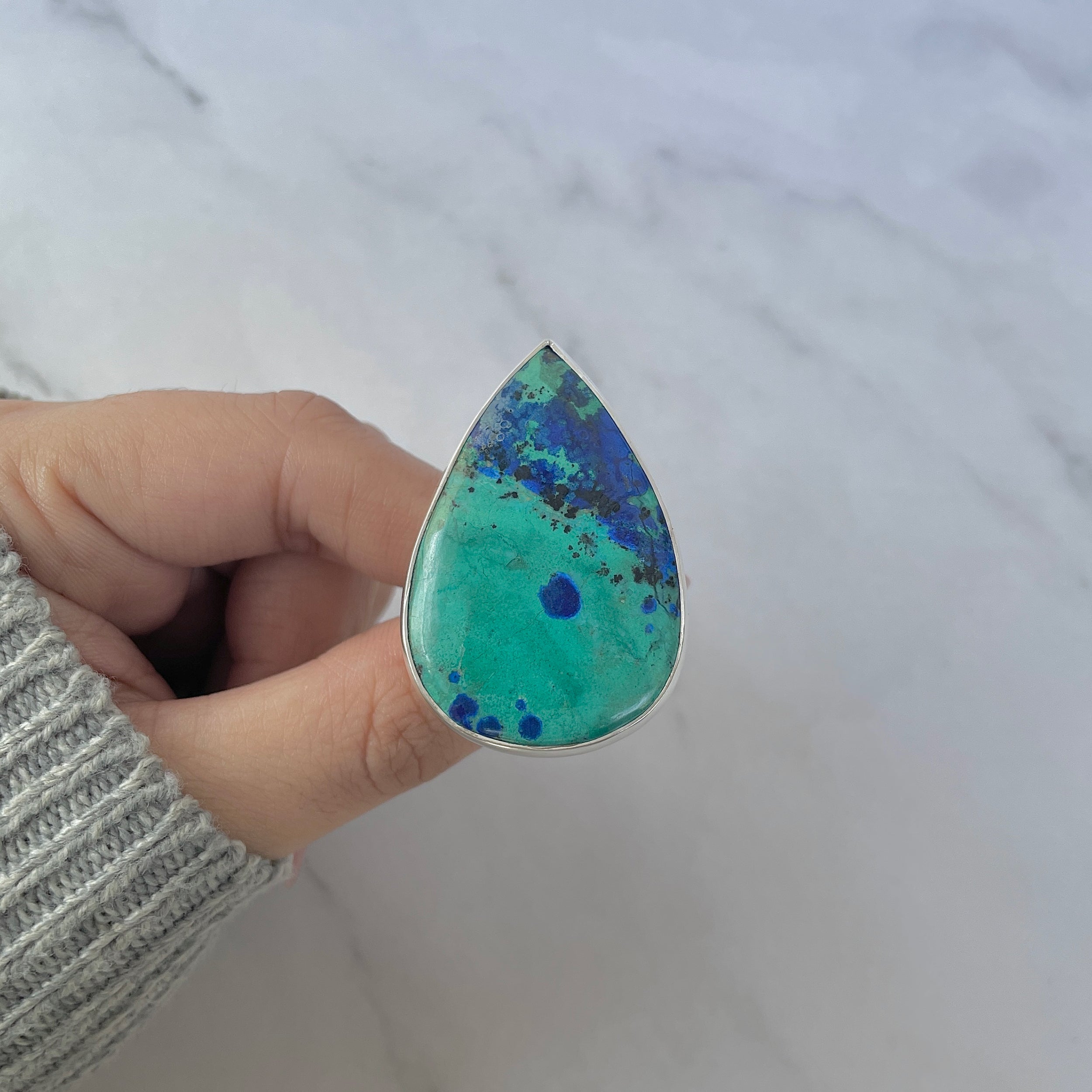 Azurite Malachite Adjustable Ring-(AZM-R-113.)