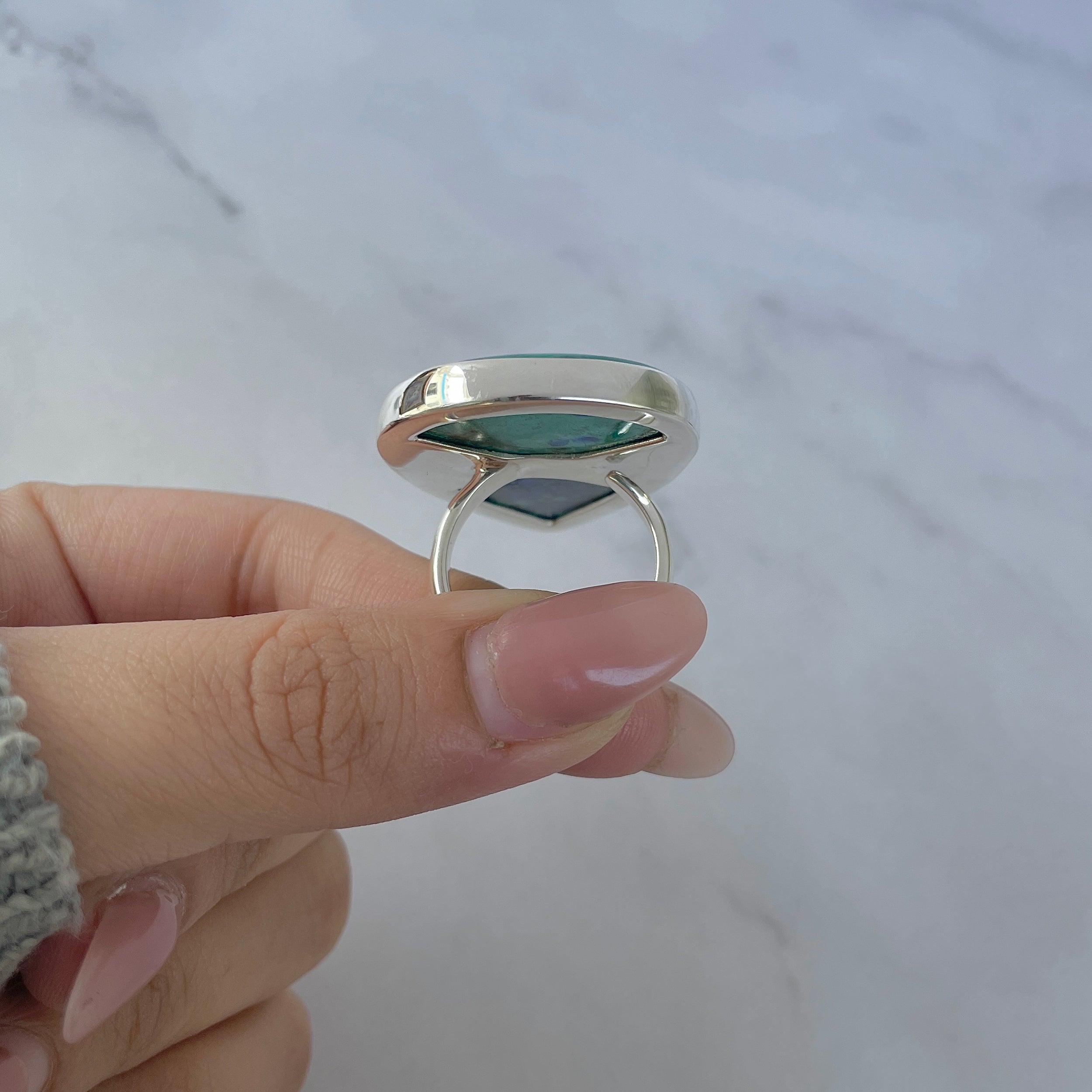 Azurite Malachite Adjustable Ring-(AZM-R-113.)