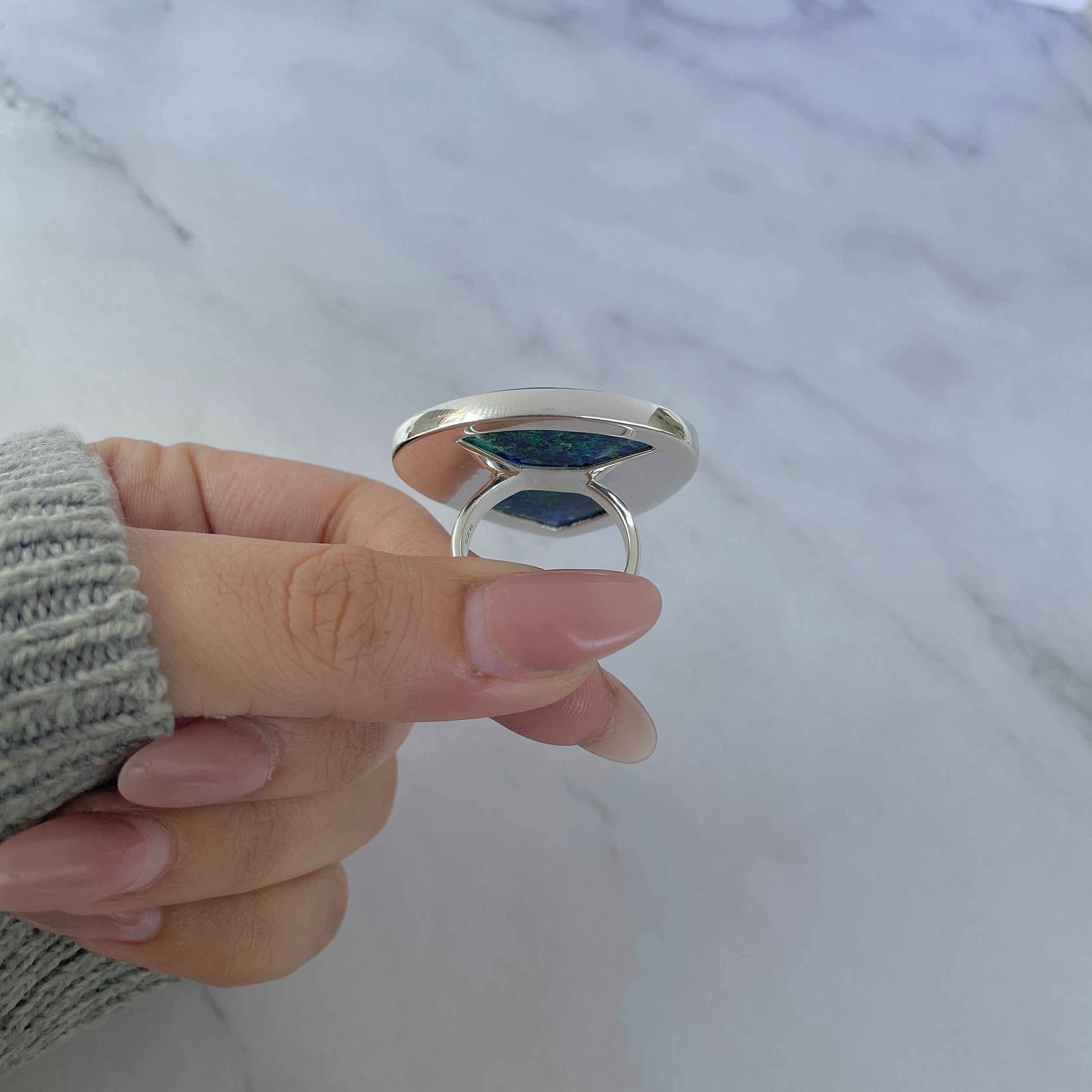 Azurite Malachite Adjustable Ring-(AZM-R-114.)