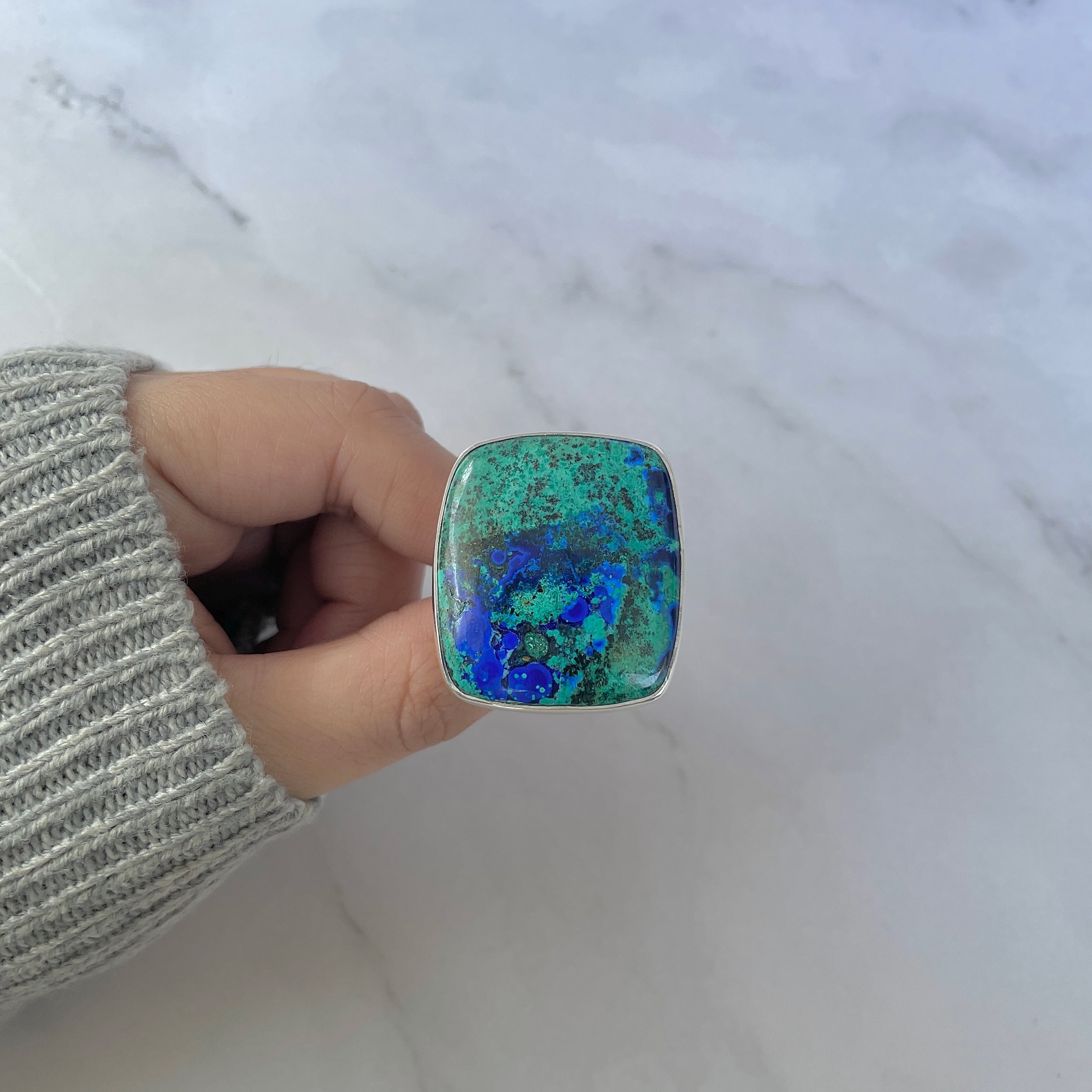 Azurite Malachite Adjustable Ring-(AZM-R-115.)