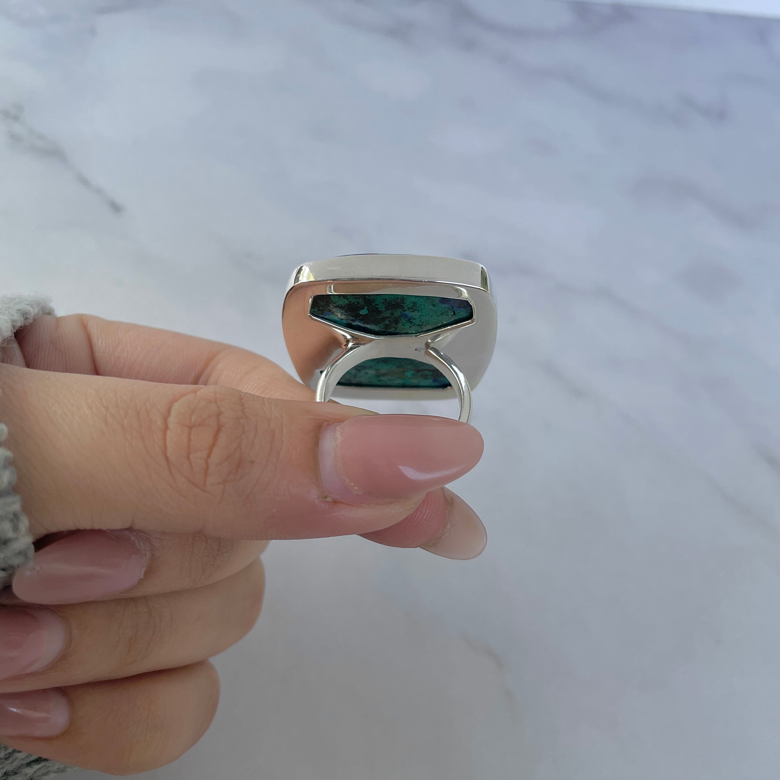 Azurite Malachite Adjustable Ring-(AZM-R-115.)