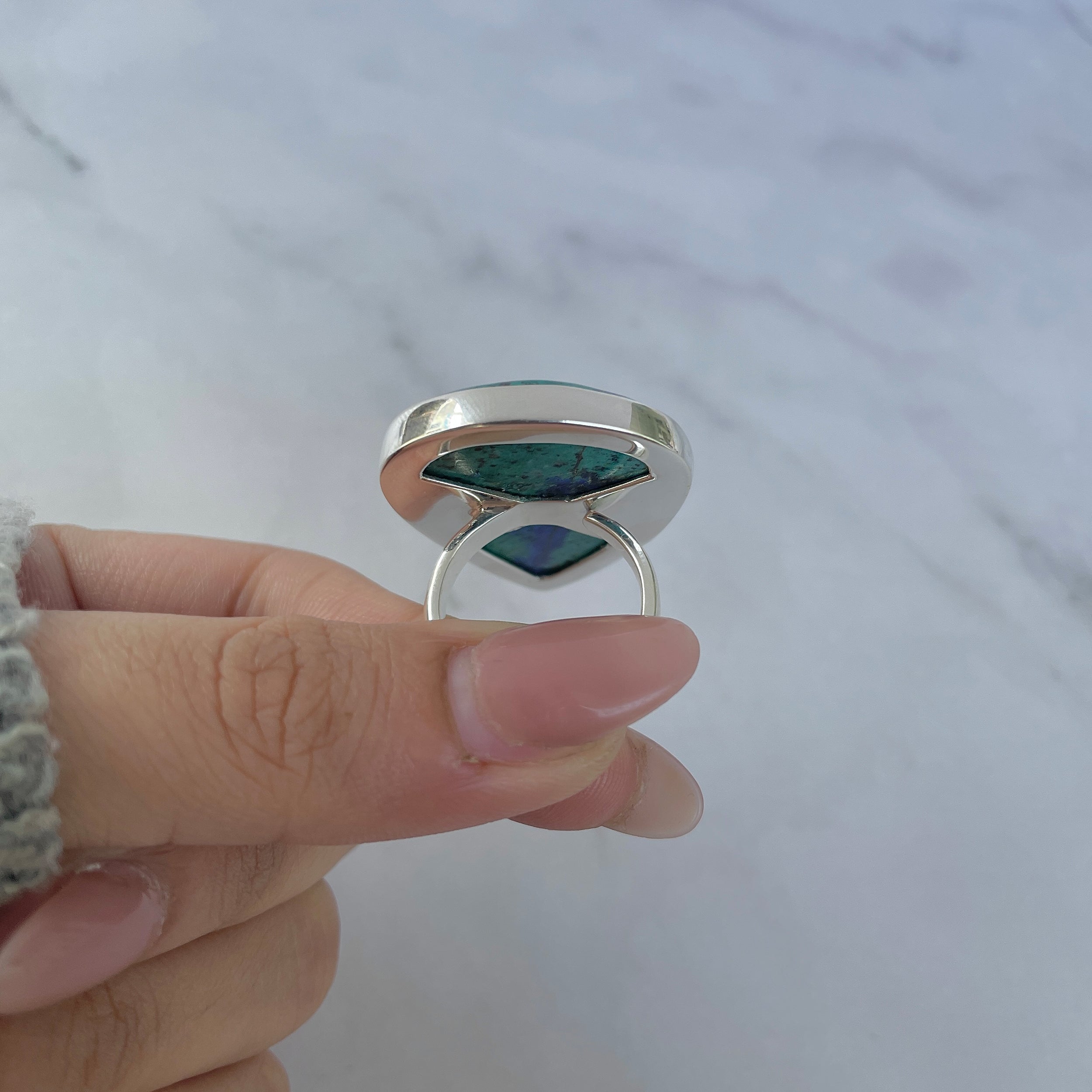 Azurite Malachite Adjustable Ring-(AZM-R-116.)