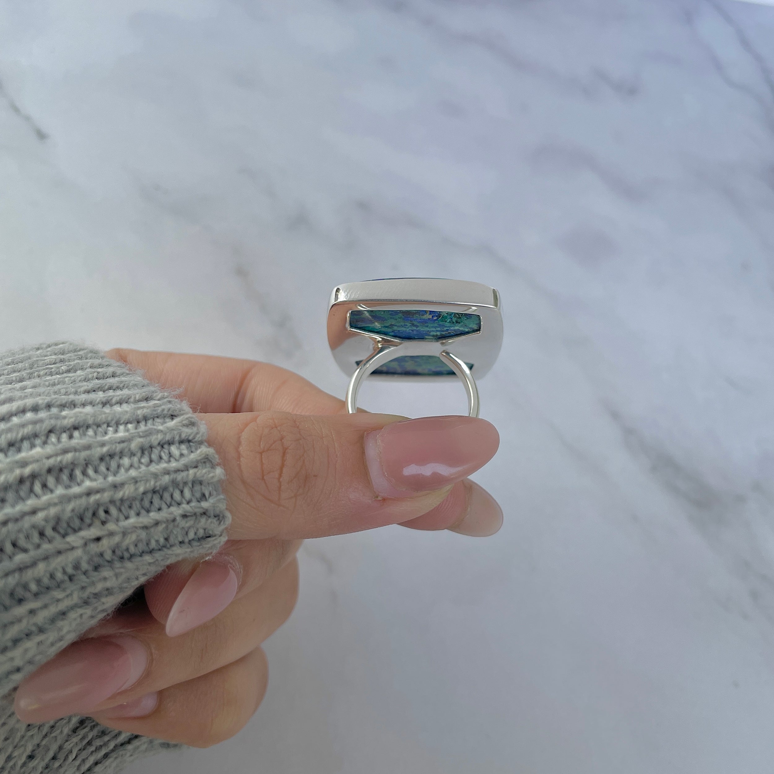 Azurite Malachite Adjustable Ring-(AZM-R-117.)