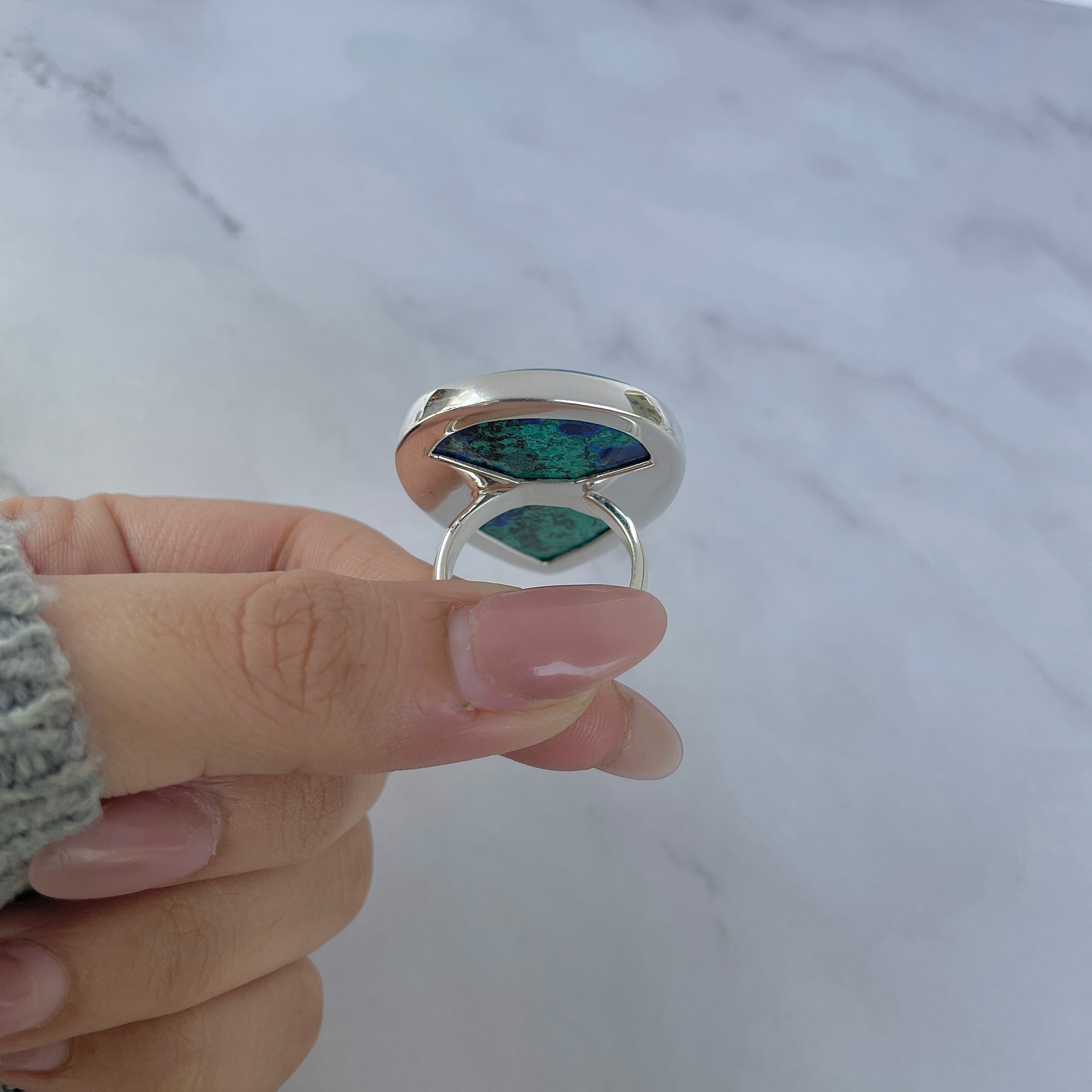Azurite Malachite Adjustable Ring-(AZM-R-121.)