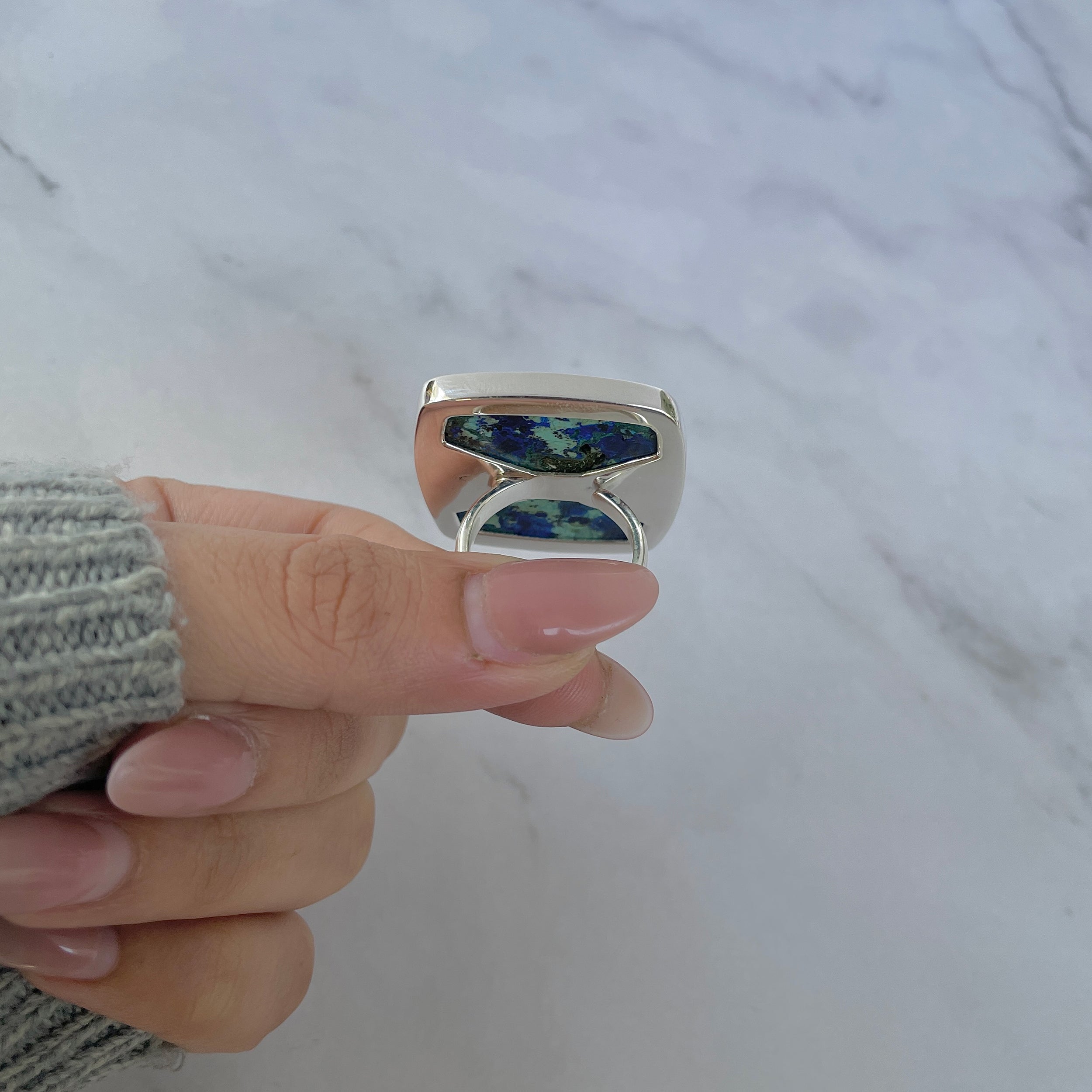 Azurite Malachite Adjustable Ring-(AZM-R-122.)