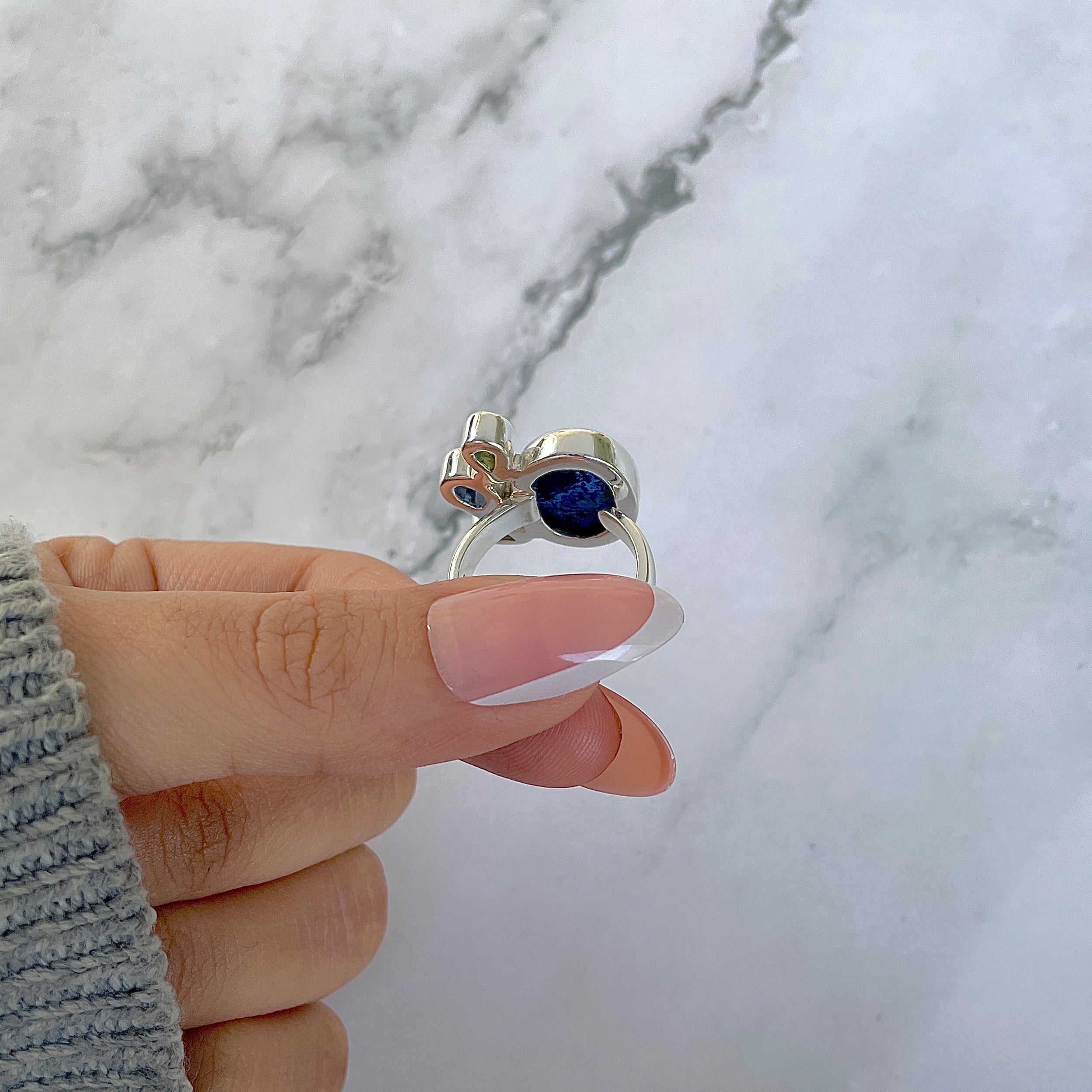Azurite Malachite Adjustable Ring-(AZM-R-123.)