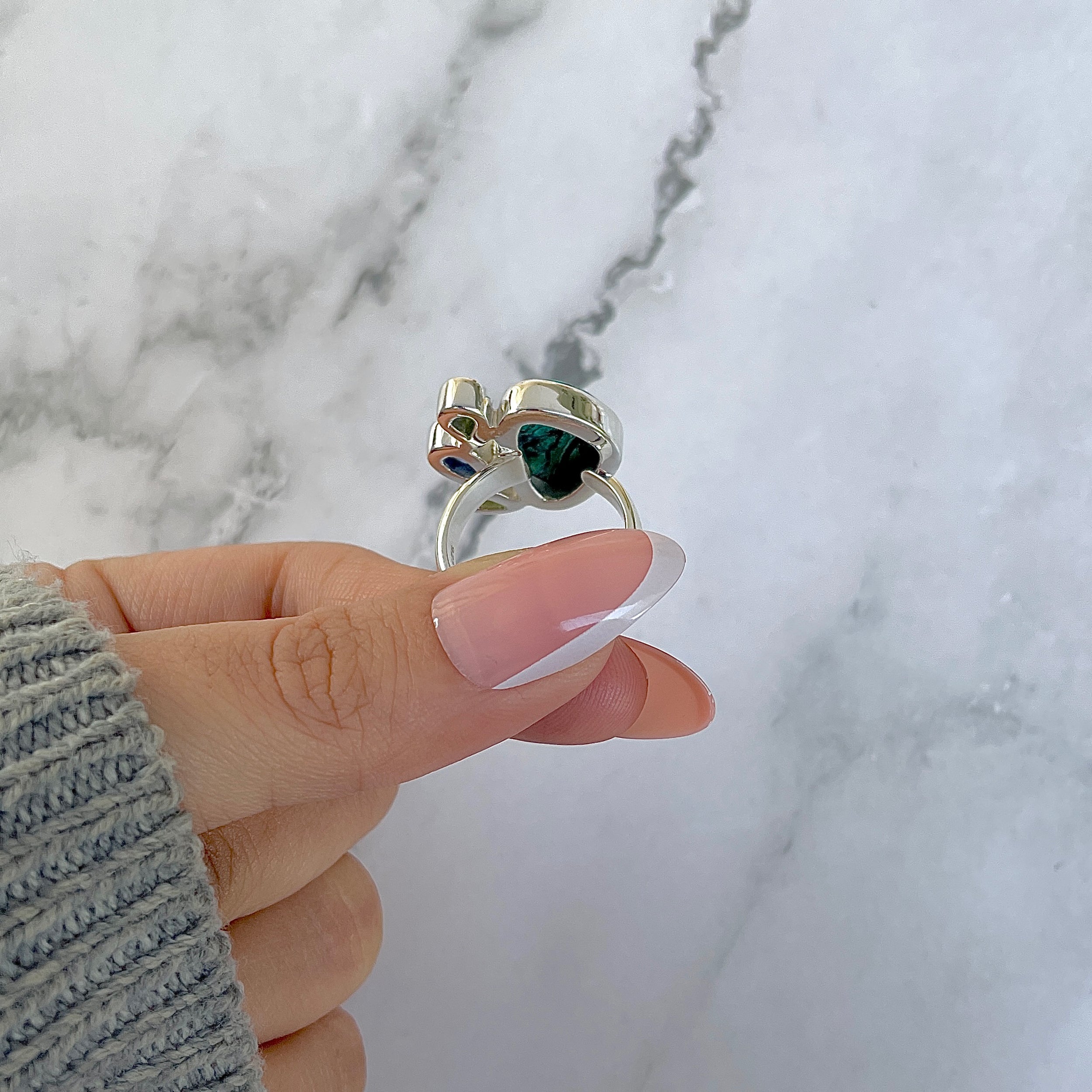 Azurite Malachite Adjustable Ring-(AZM-R-124.)
