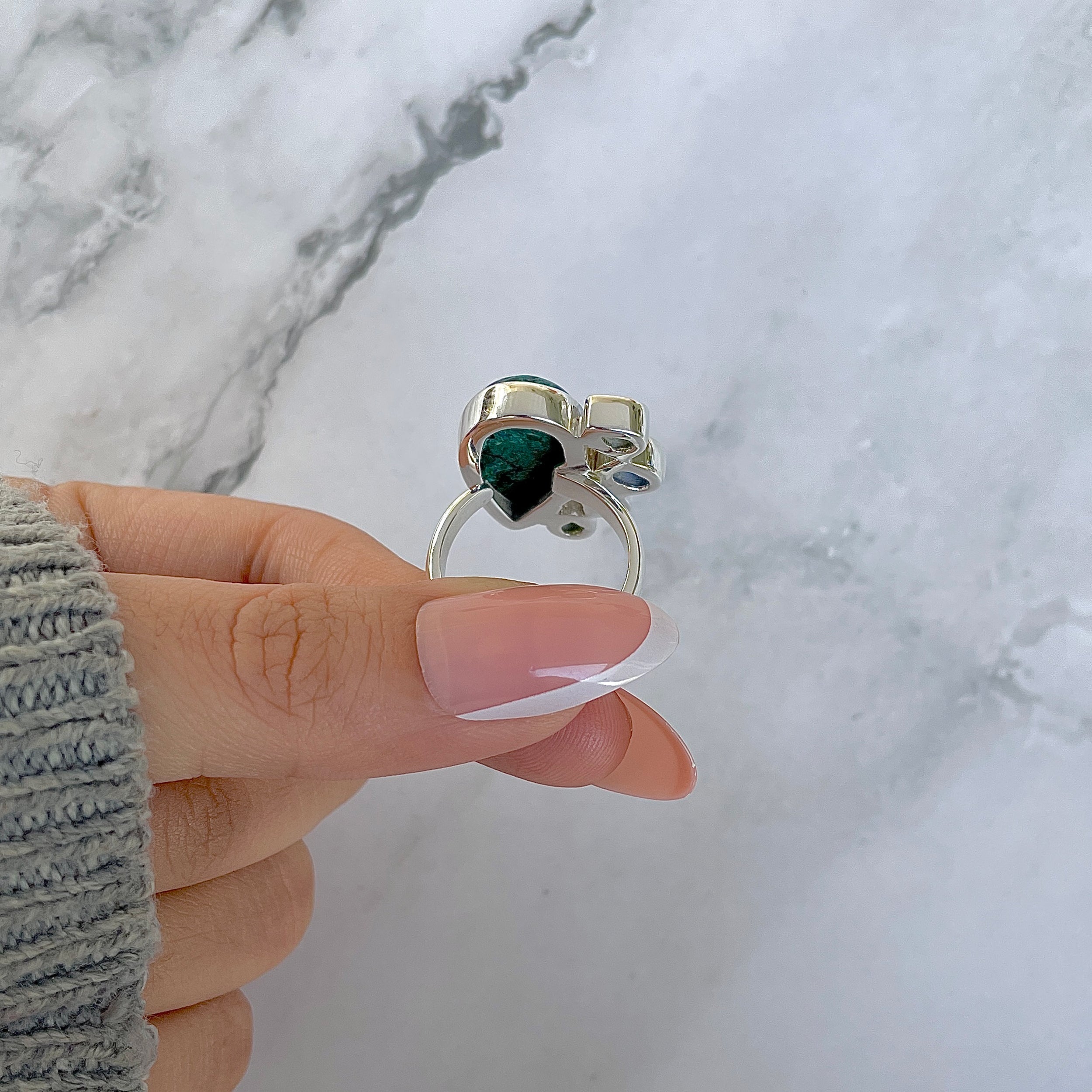 Azurite Malachite Adjustable Ring-(AZM-R-125.)