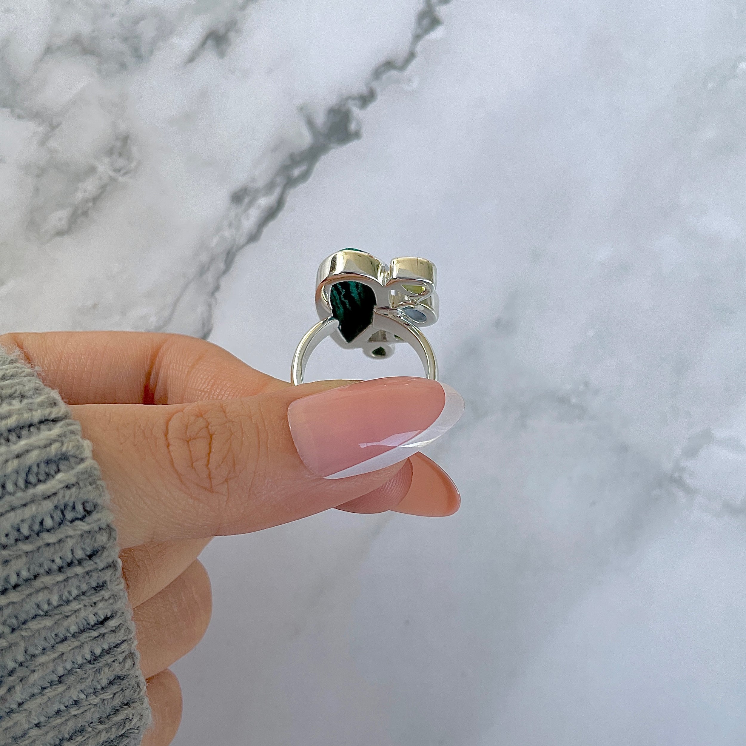 Azurite Malachite Adjustable Ring-(AZM-R-126.)