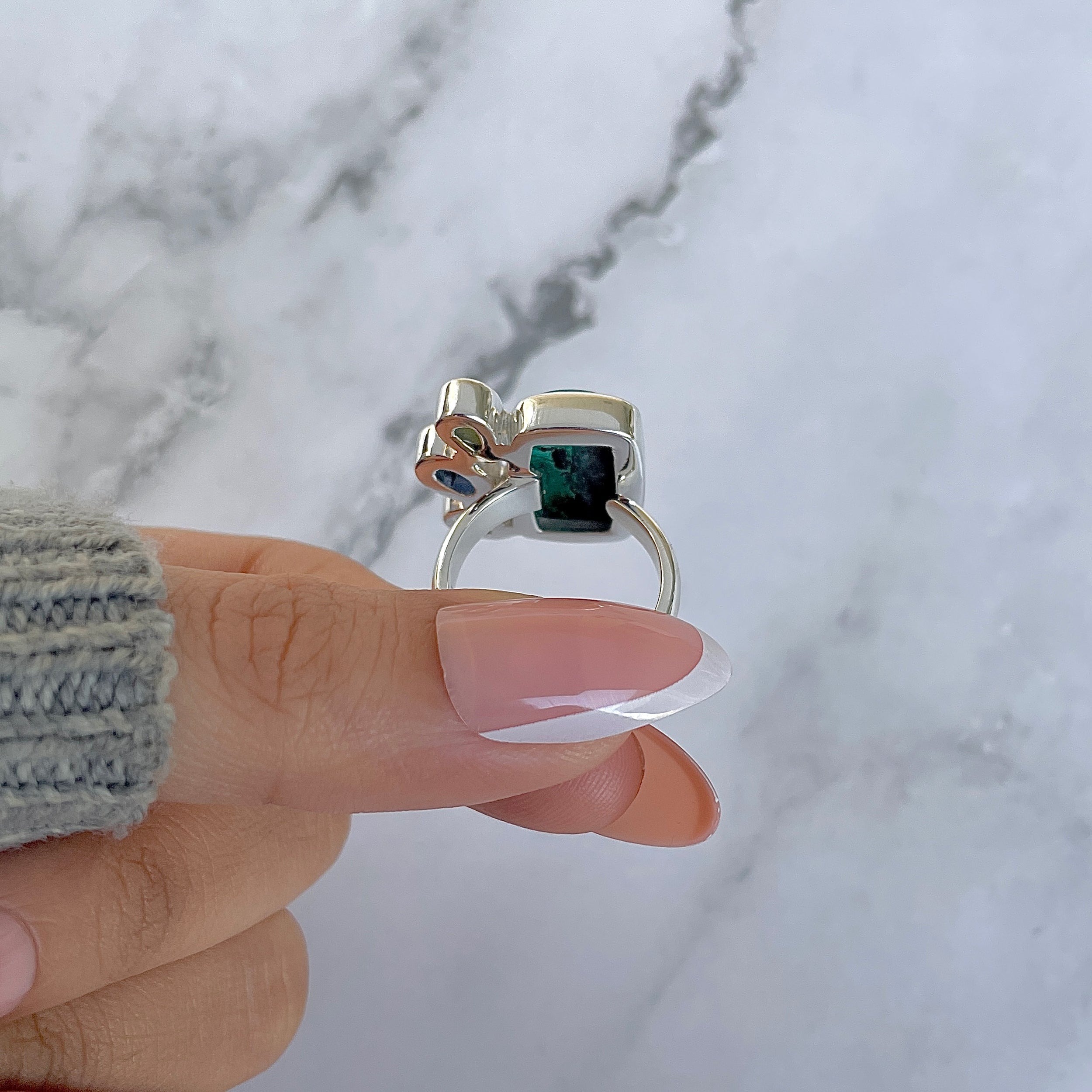 Azurite Malachite Adjustable Ring-(AZM-R-128.)