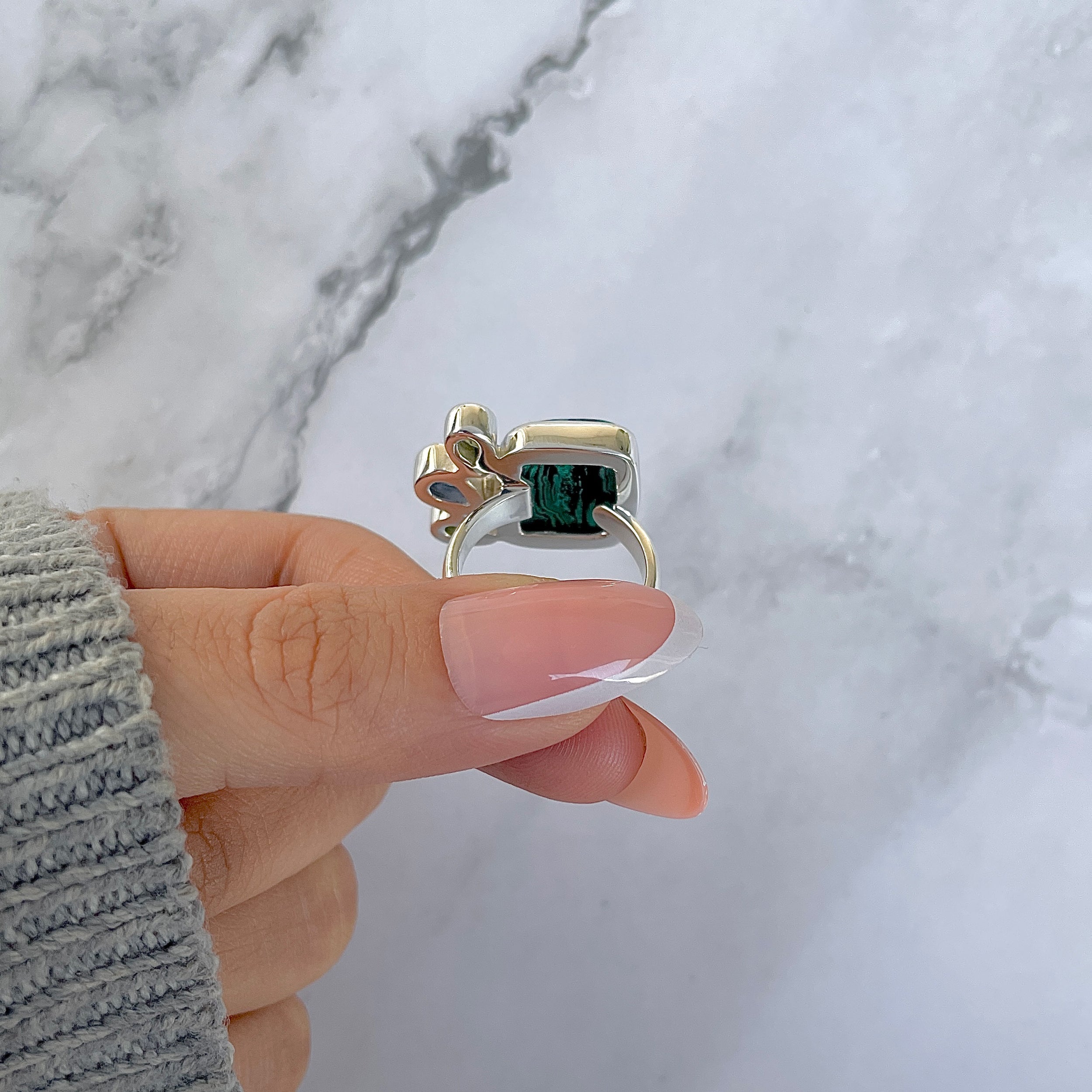 Azurite Malachite Adjustable Ring-(AZM-R-129.)