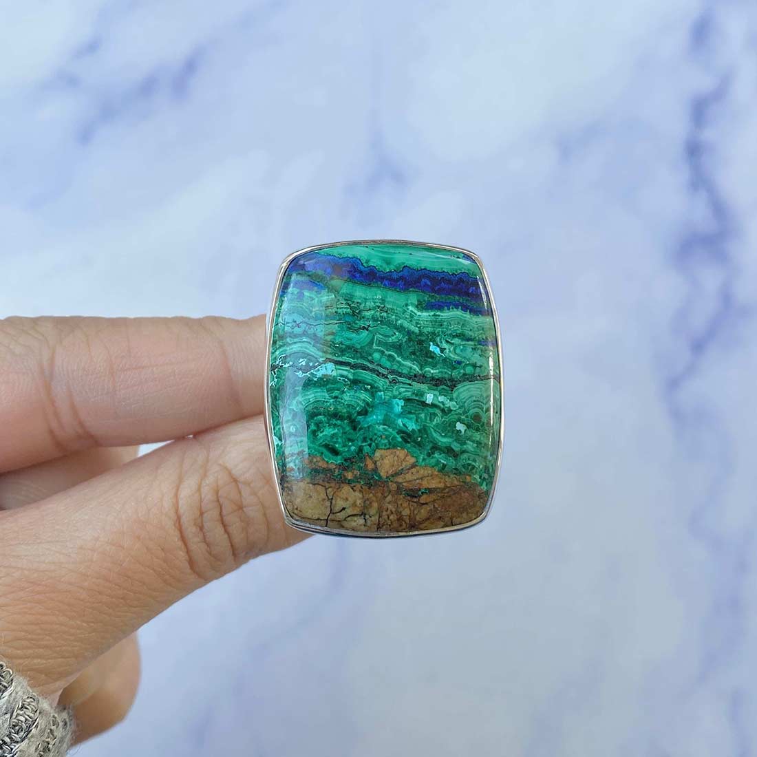 Azurite Malachite Adjustable Ring-(AZM-R-13.)