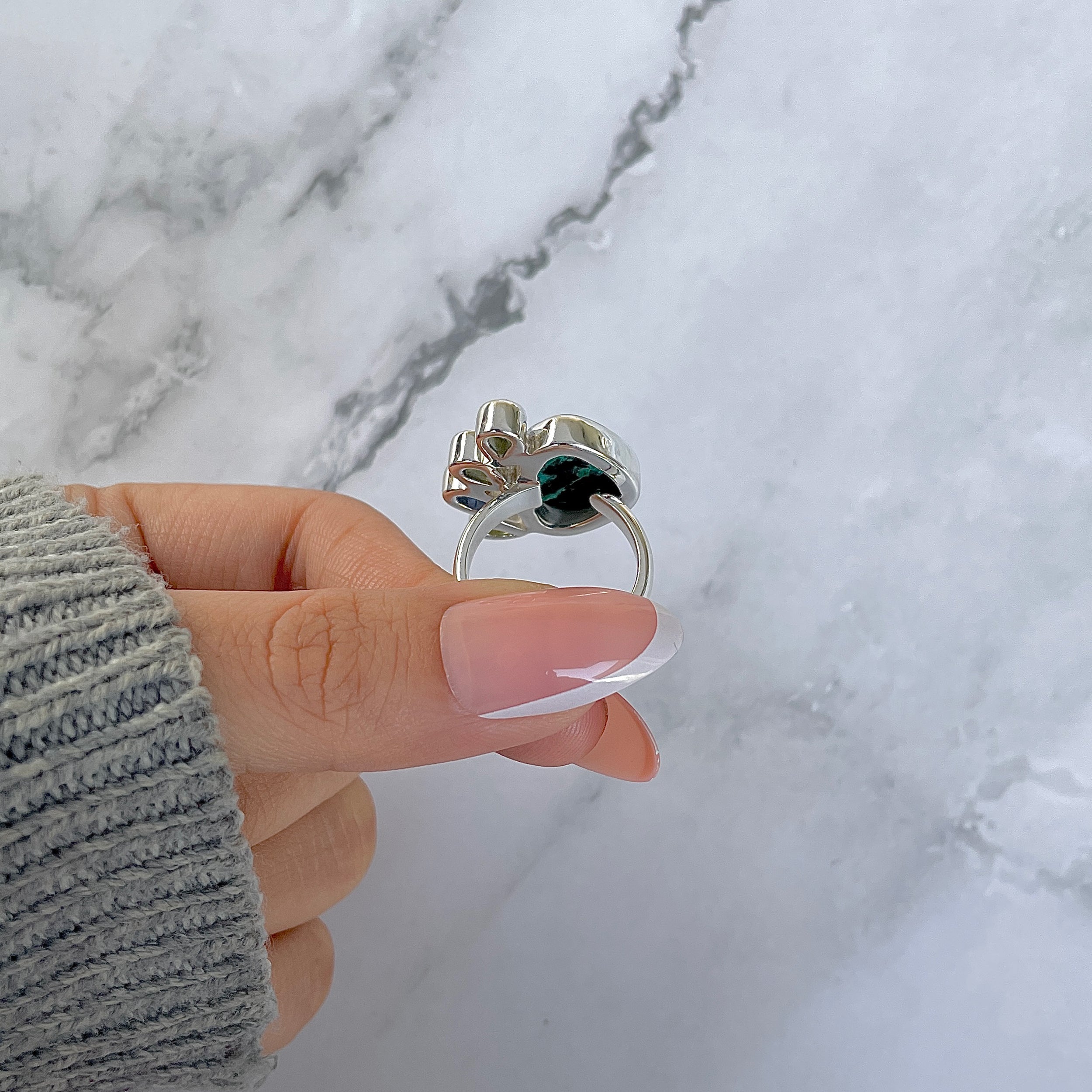 Azurite Malachite Adjustable Ring-(AZM-R-130.)
