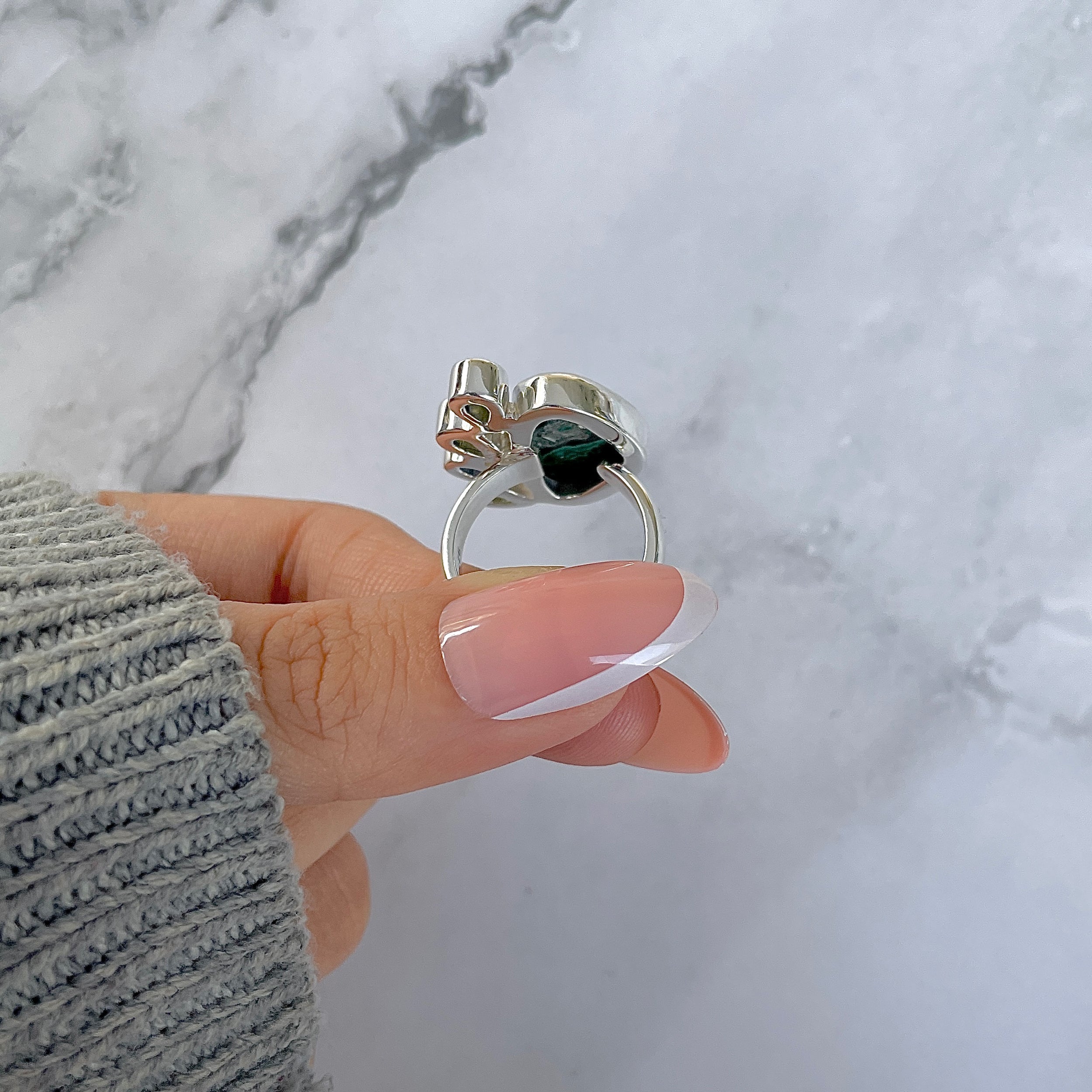 Azurite Malachite Adjustable Ring-(AZM-R-131.)