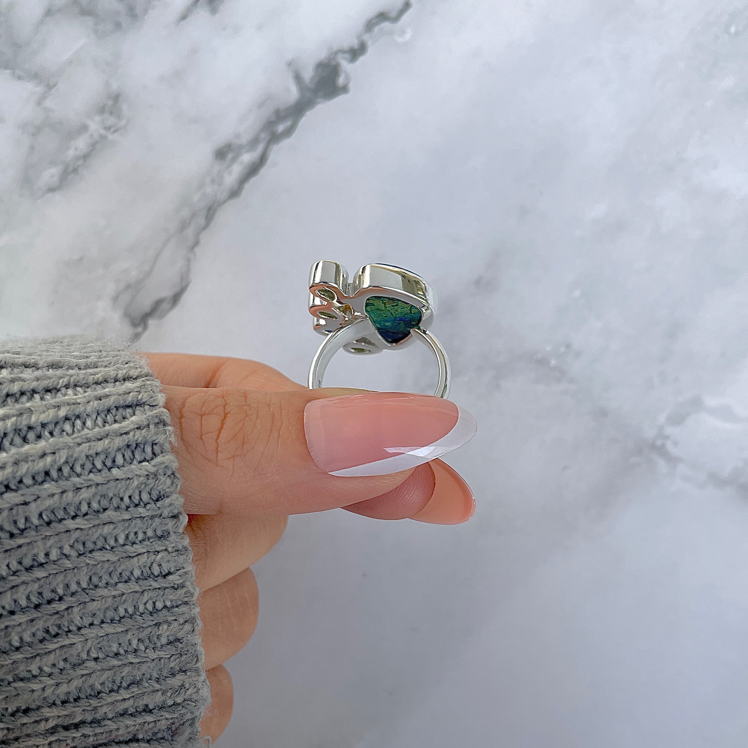 Azurite Malachite Adjustable Ring-(AZM-R-132.)