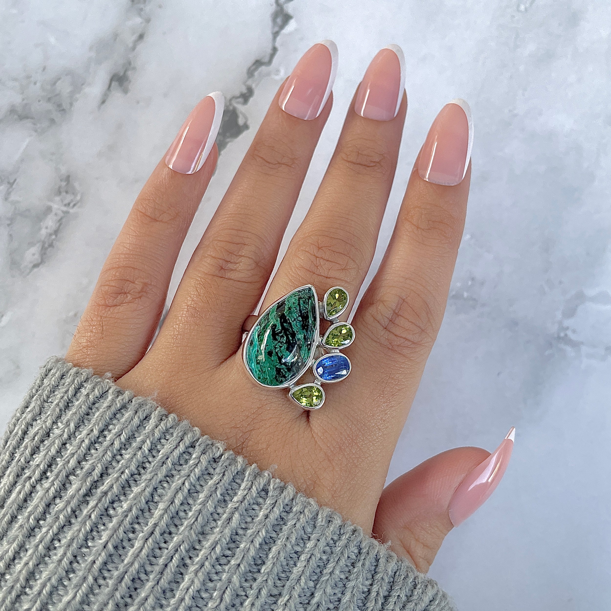 Azurite Malachite Adjustable Ring-(AZM-R-133.)