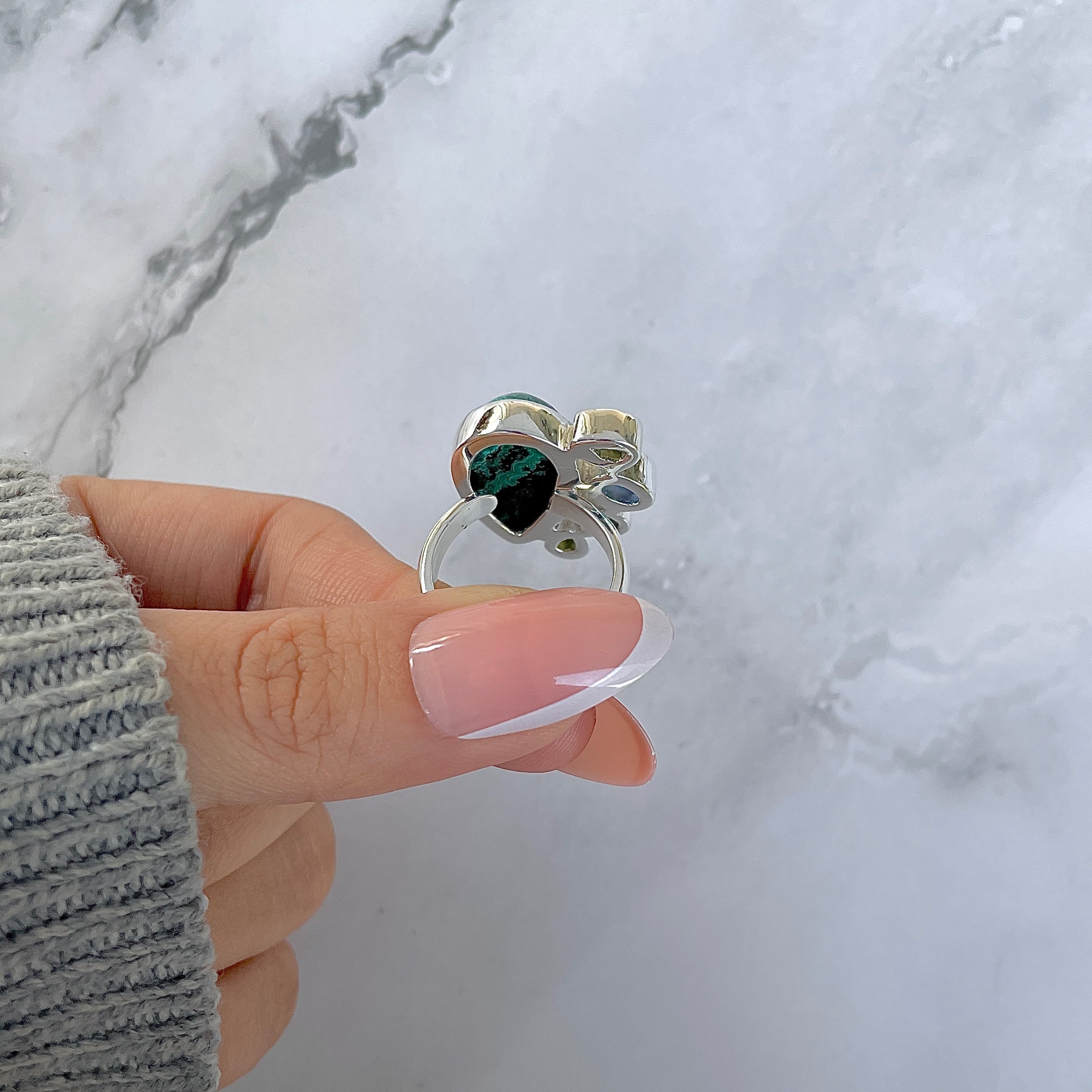 Azurite Malachite Adjustable Ring-(AZM-R-133.)