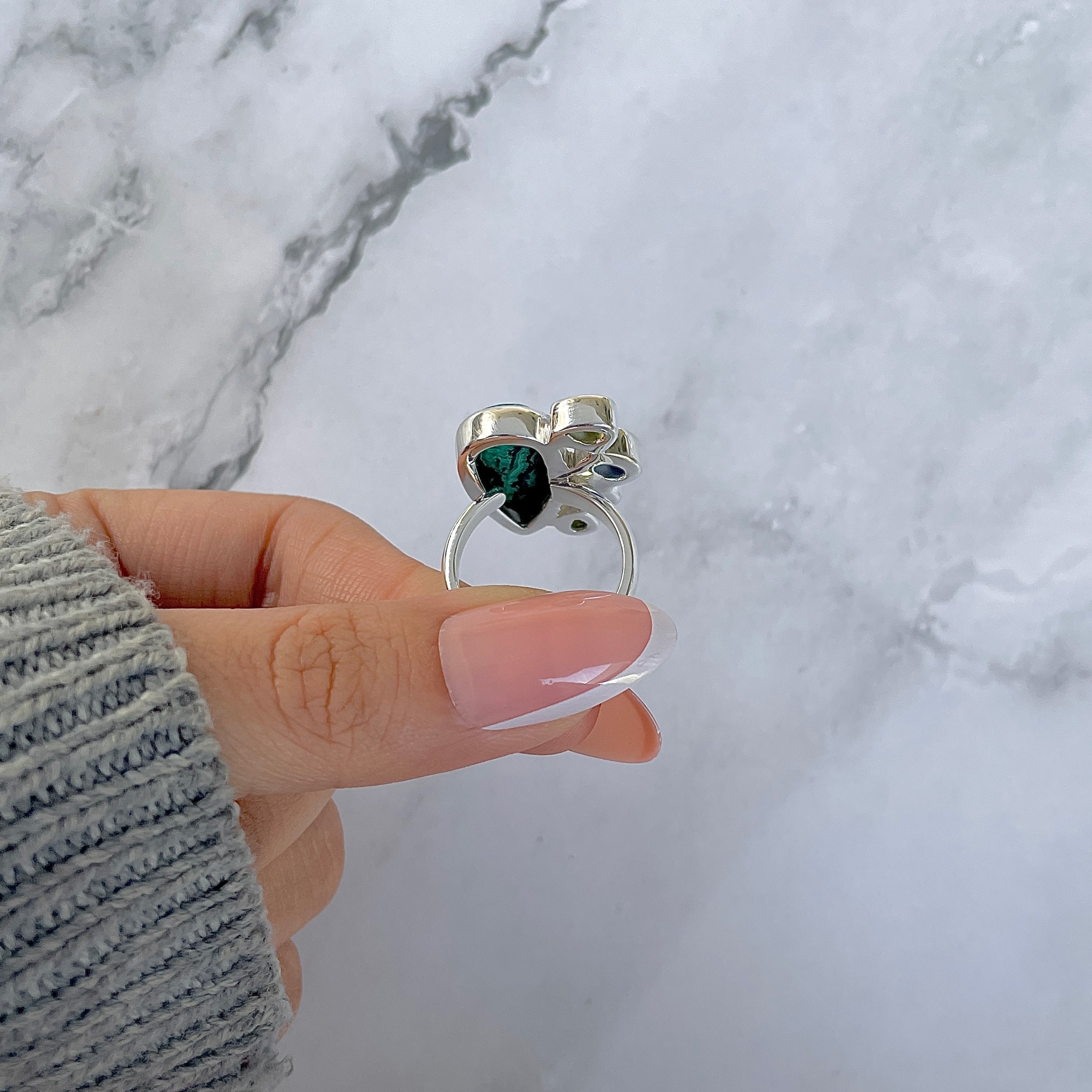 Azurite Malachite Adjustable Ring-(AZM-R-134.)