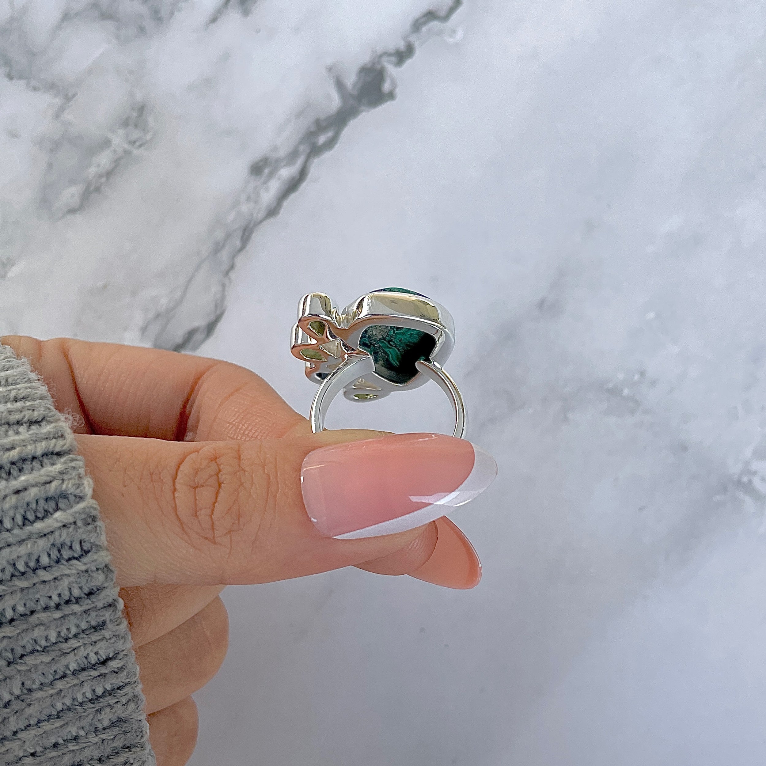 Azurite Malachite Adjustable Ring-(AZM-R-135.)