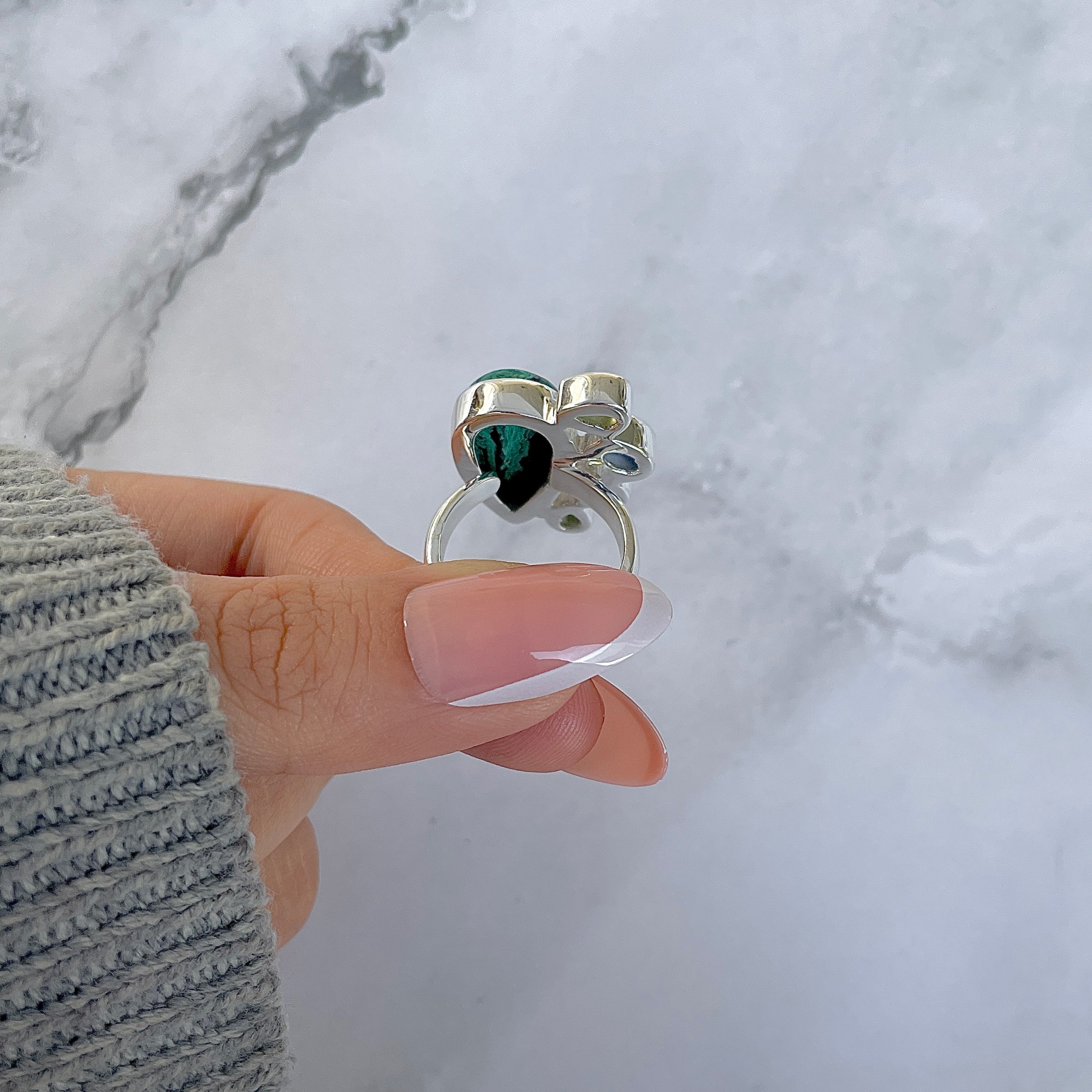 Azurite Malachite Adjustable Ring-(AZM-R-136.)