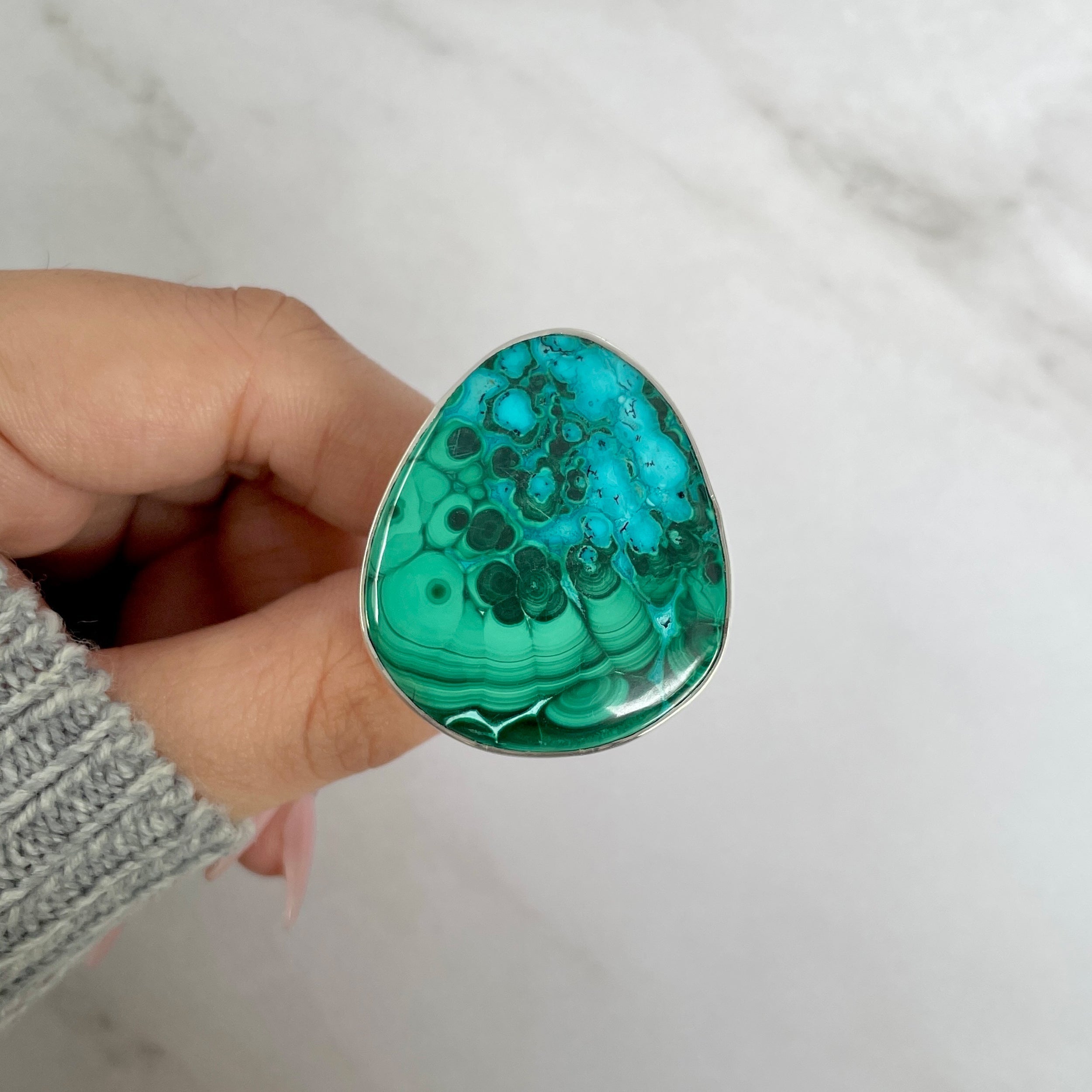 Azurite Malachite Adjustable Ring-(AZM-R-18.)