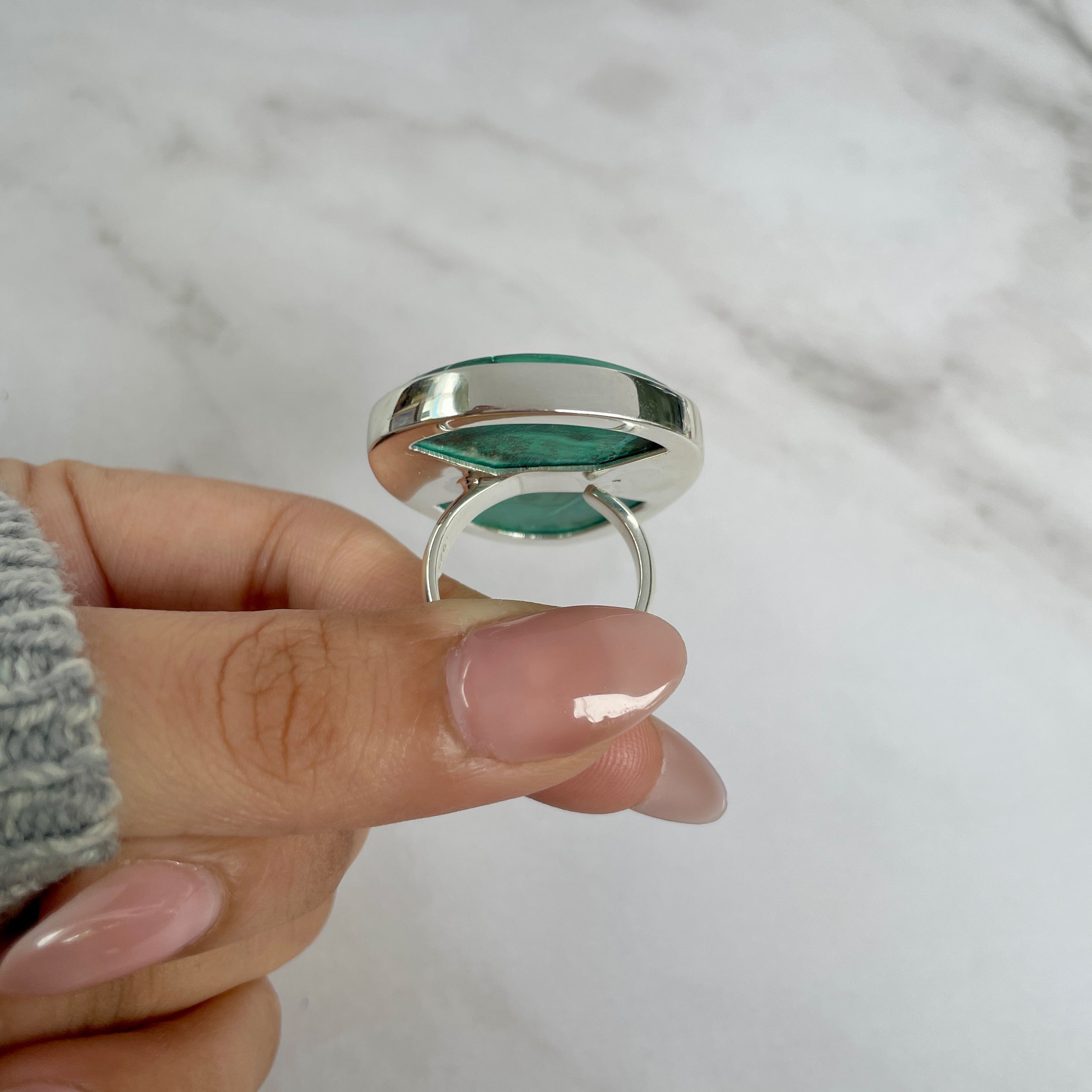 Azurite Malachite Adjustable Ring-(AZM-R-18.)