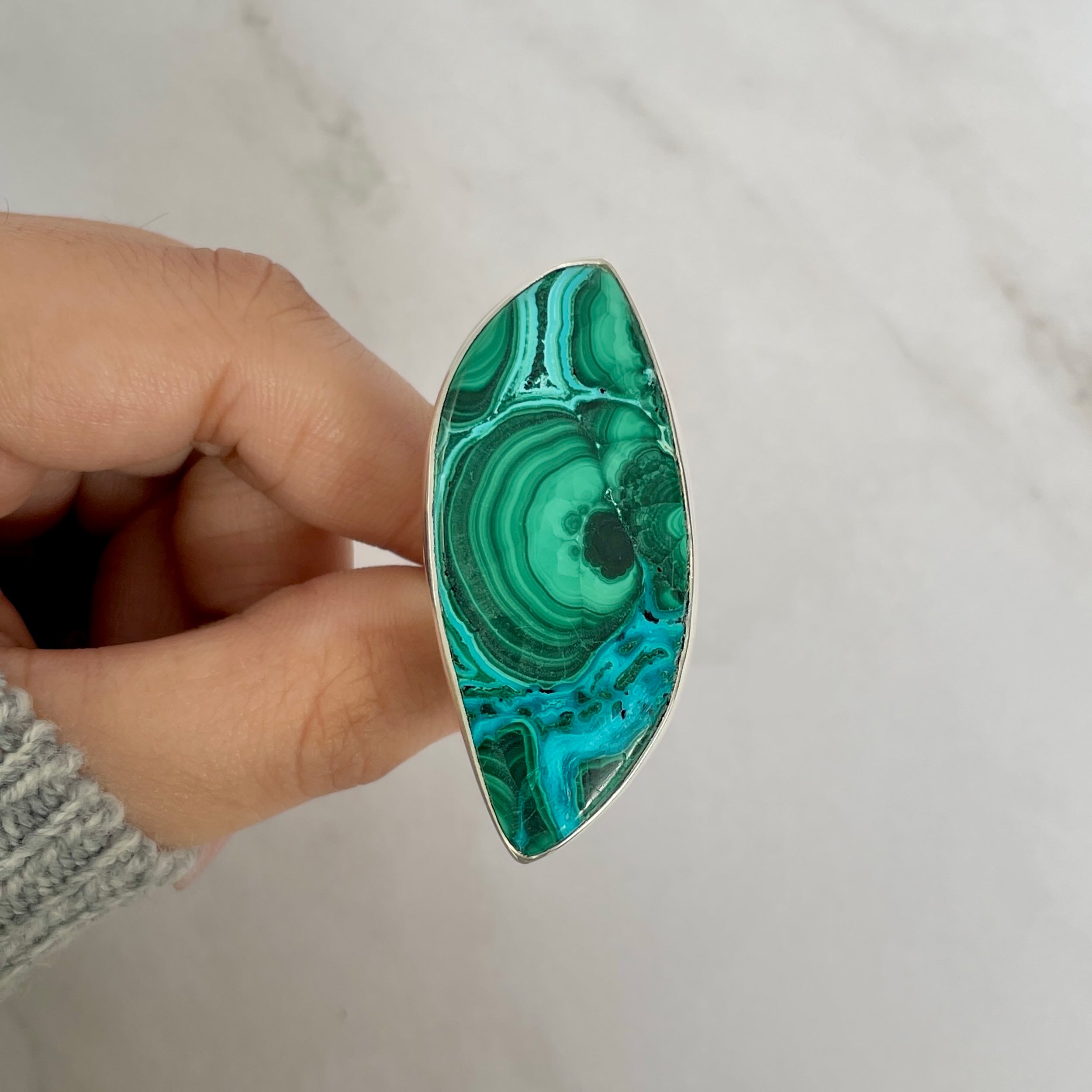 Azurite Malachite Adjustable Ring-(AZM-R-23.)