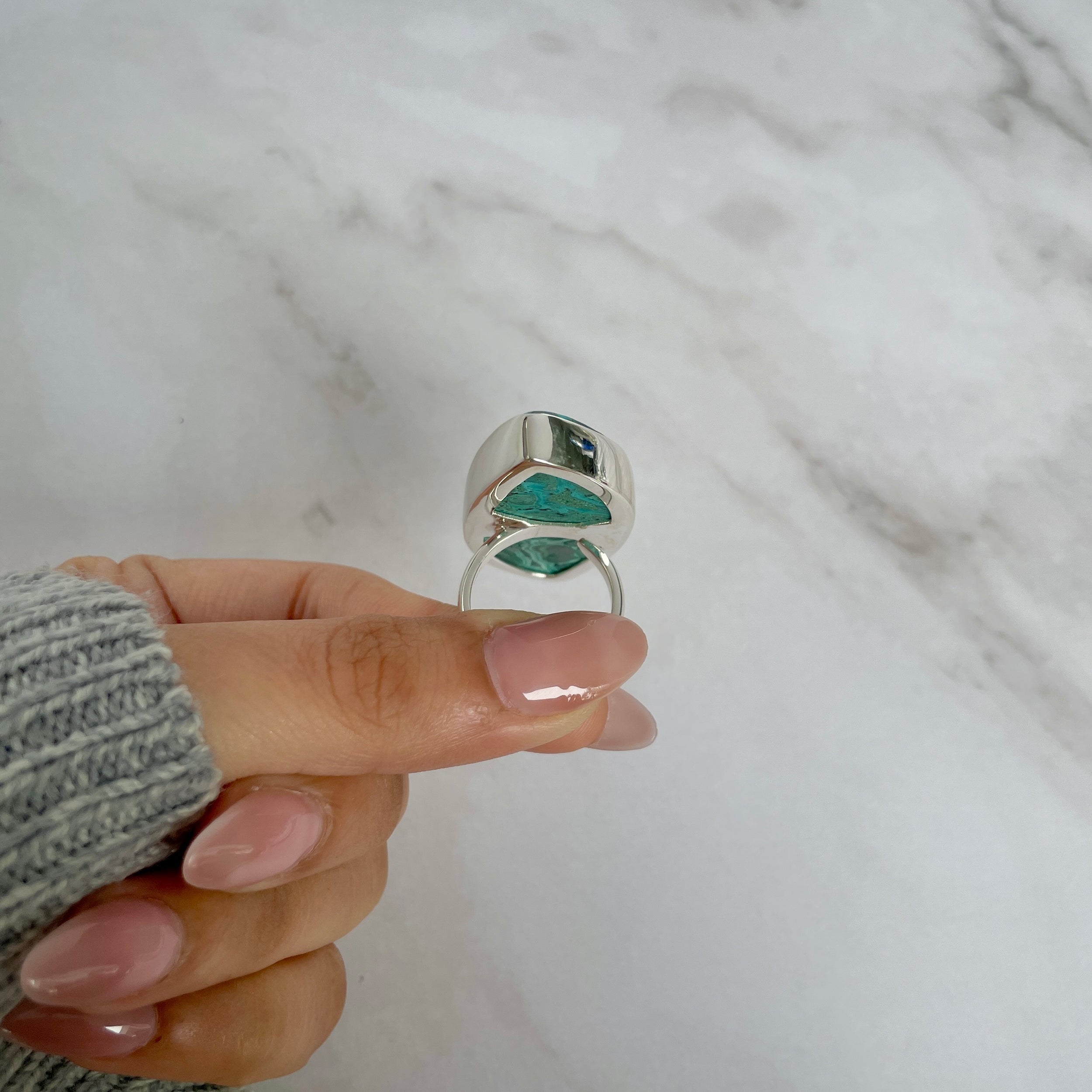 Azurite Malachite Adjustable Ring-(AZM-R-23.)