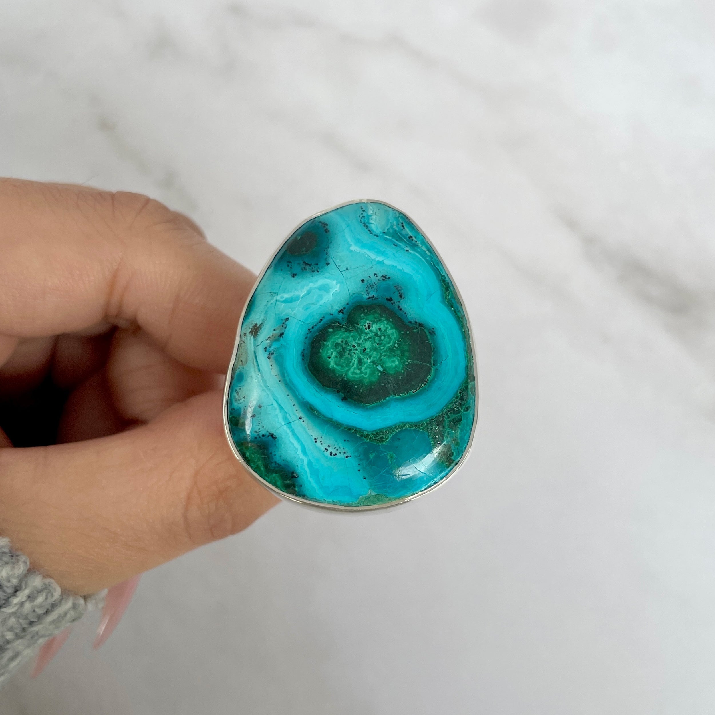 Azurite Malachite Adjustable Ring-(AZM-R-30.)