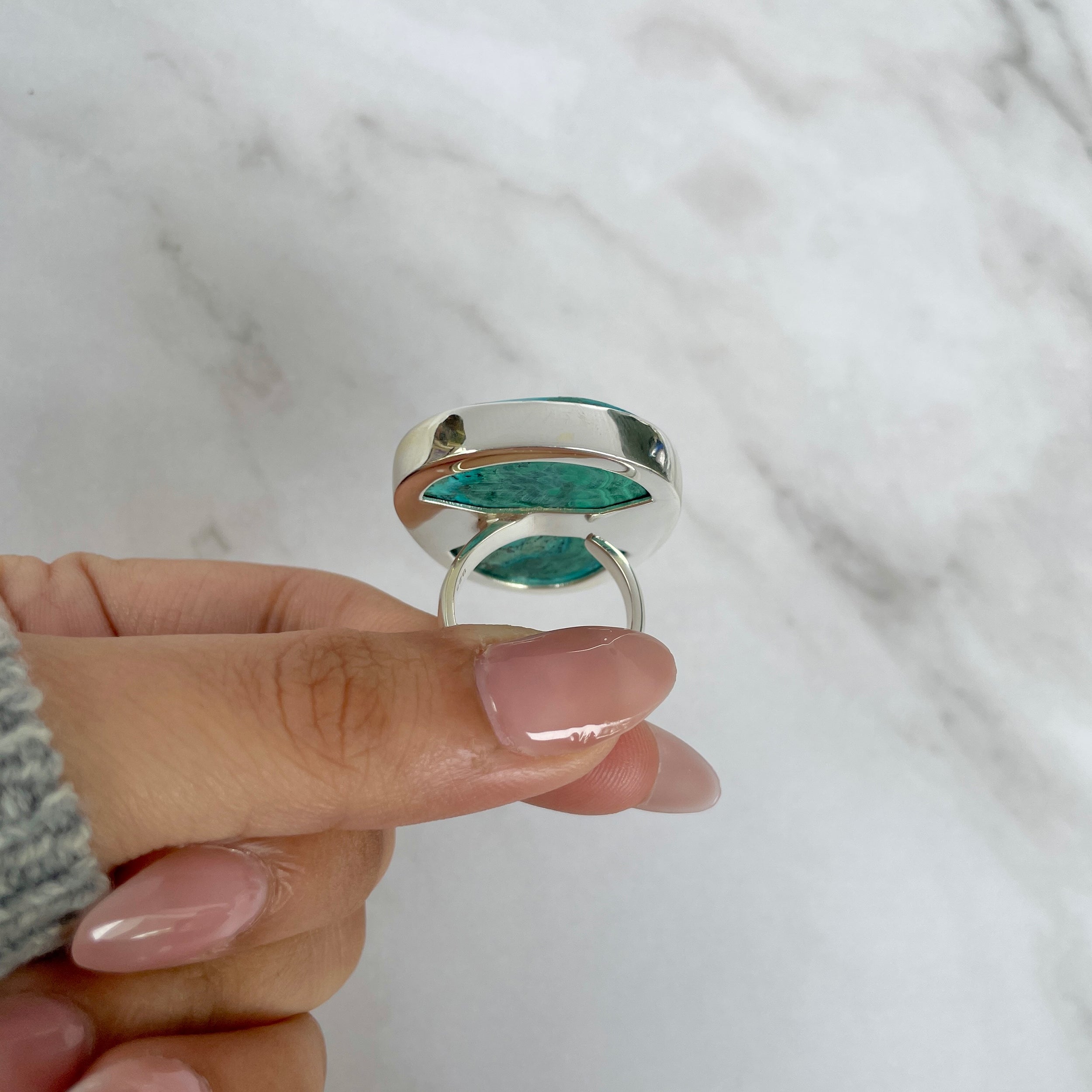 Azurite Malachite Adjustable Ring-(AZM-R-30.)