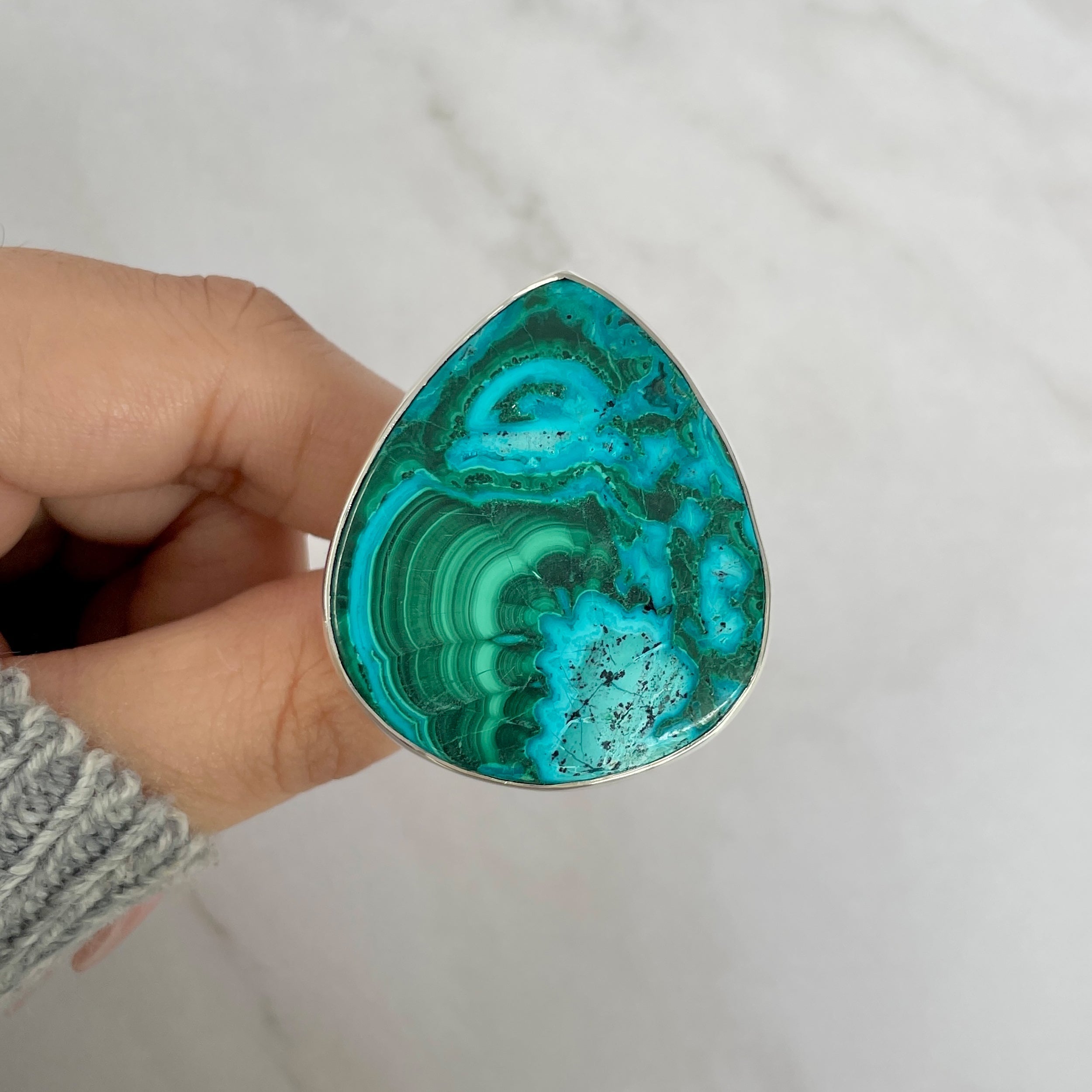 Azurite Malachite Adjustable Ring-(AZM-R-33.)