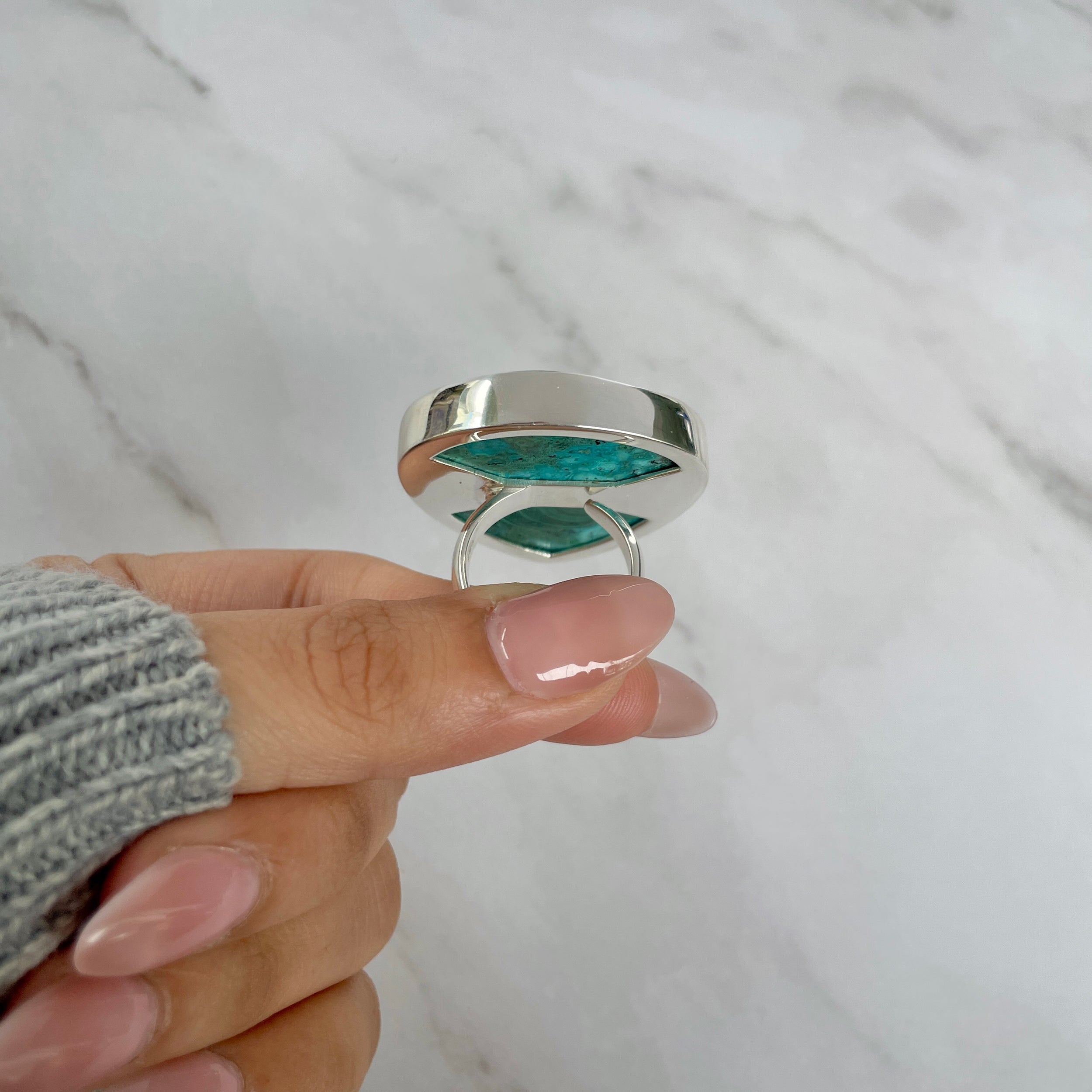 Azurite Malachite Adjustable Ring-(AZM-R-33.)