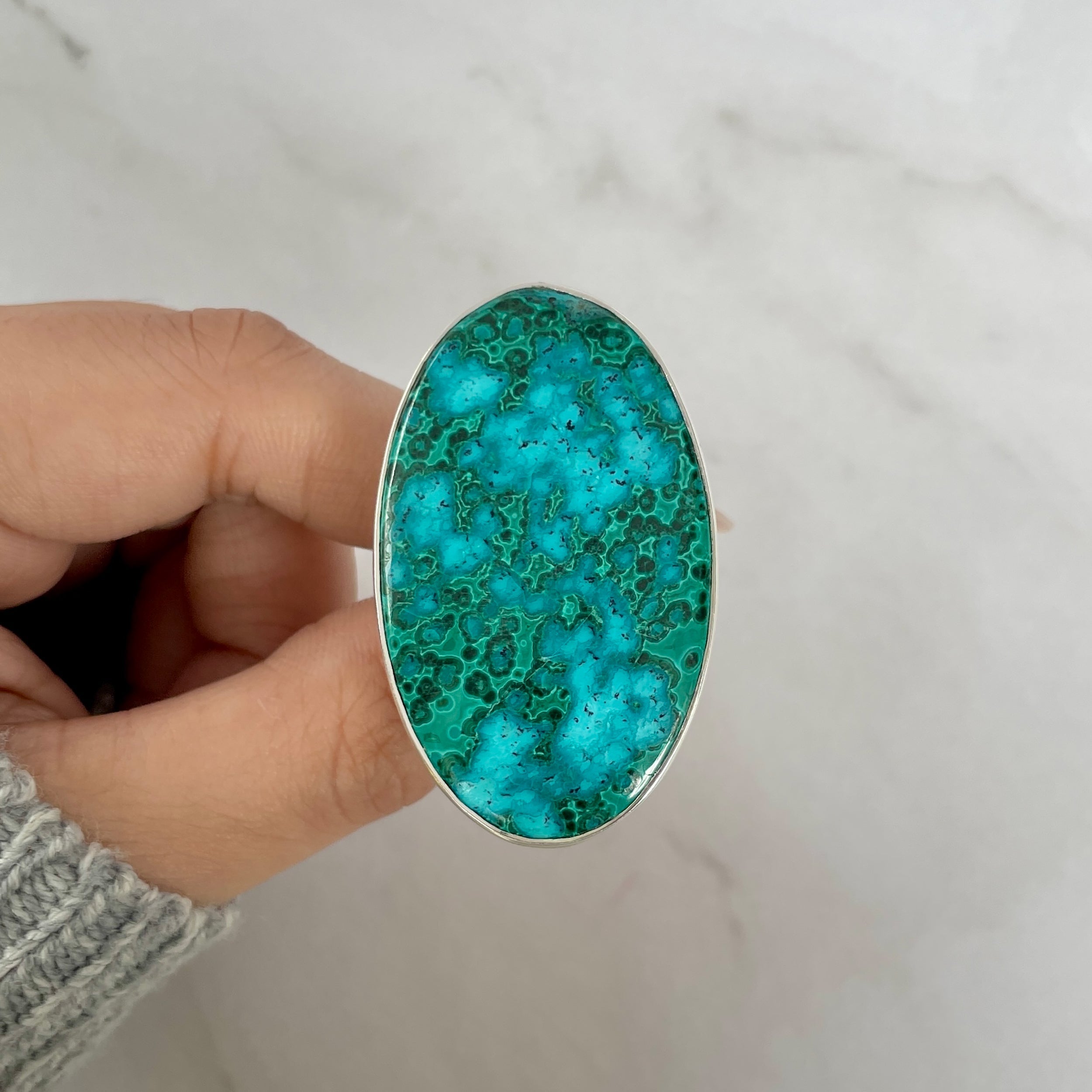 Azurite Malachite Adjustable Ring-(AZM-R-34.)