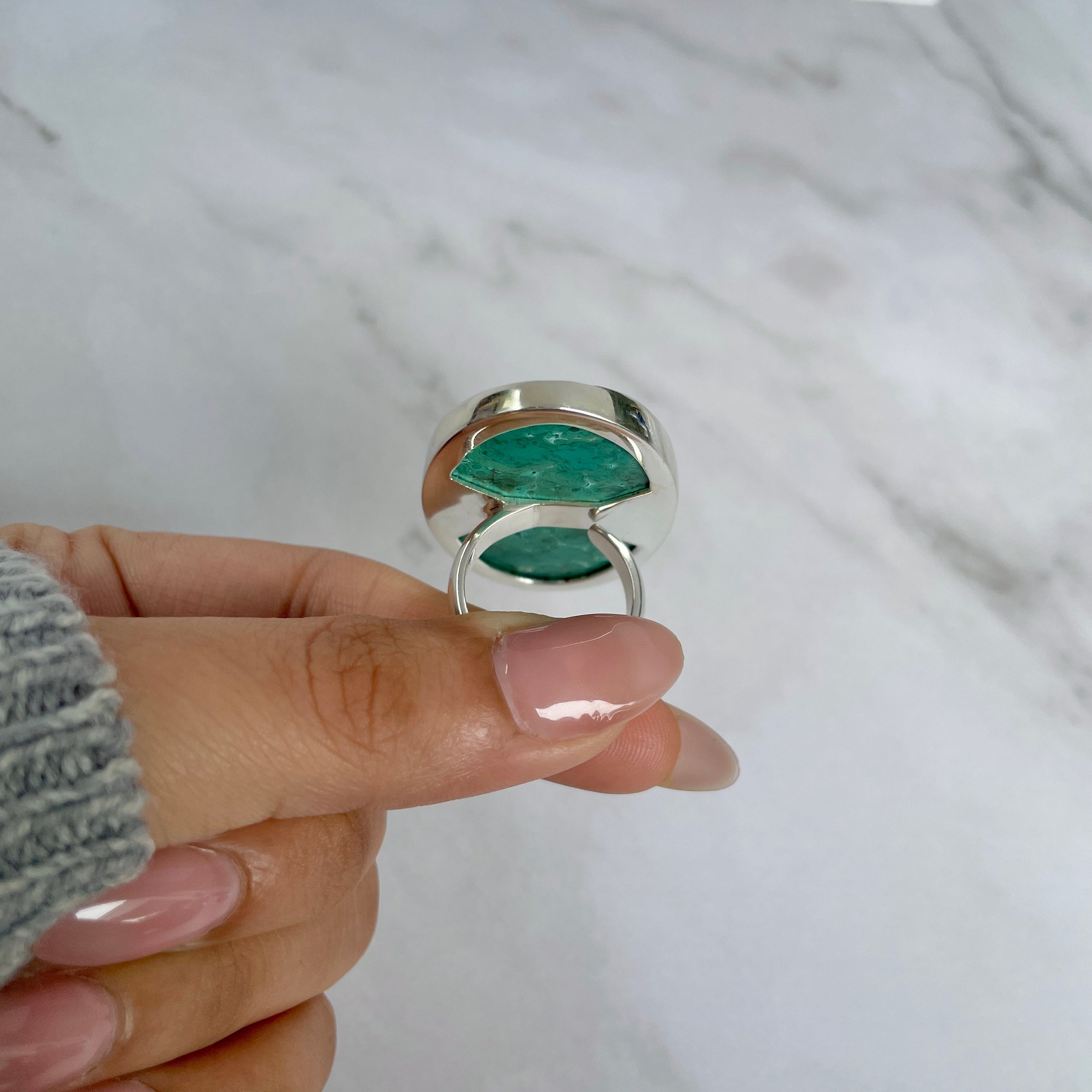 Azurite Malachite Adjustable Ring-(AZM-R-34.)