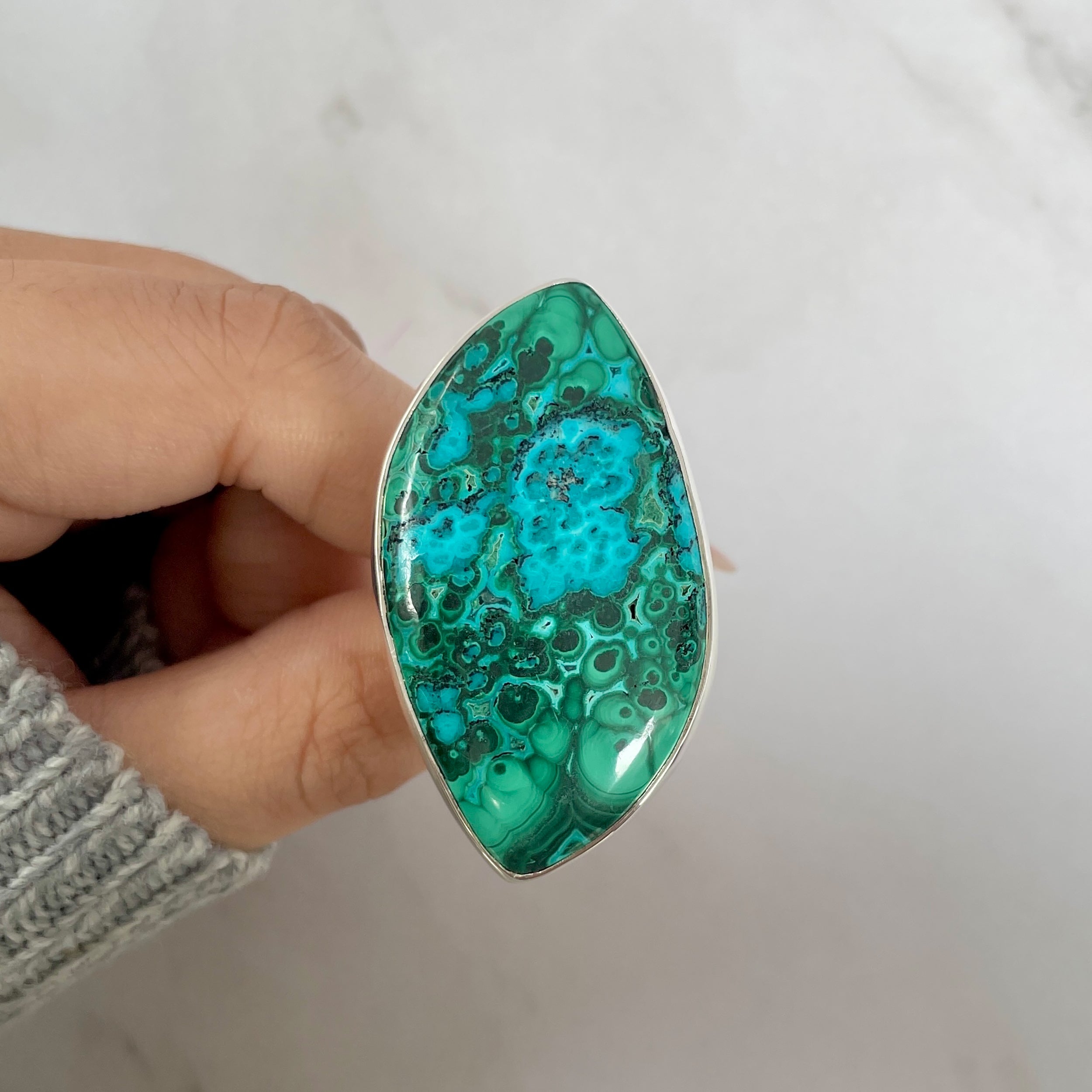 Azurite Malachite Adjustable Ring-(AZM-R-35.)