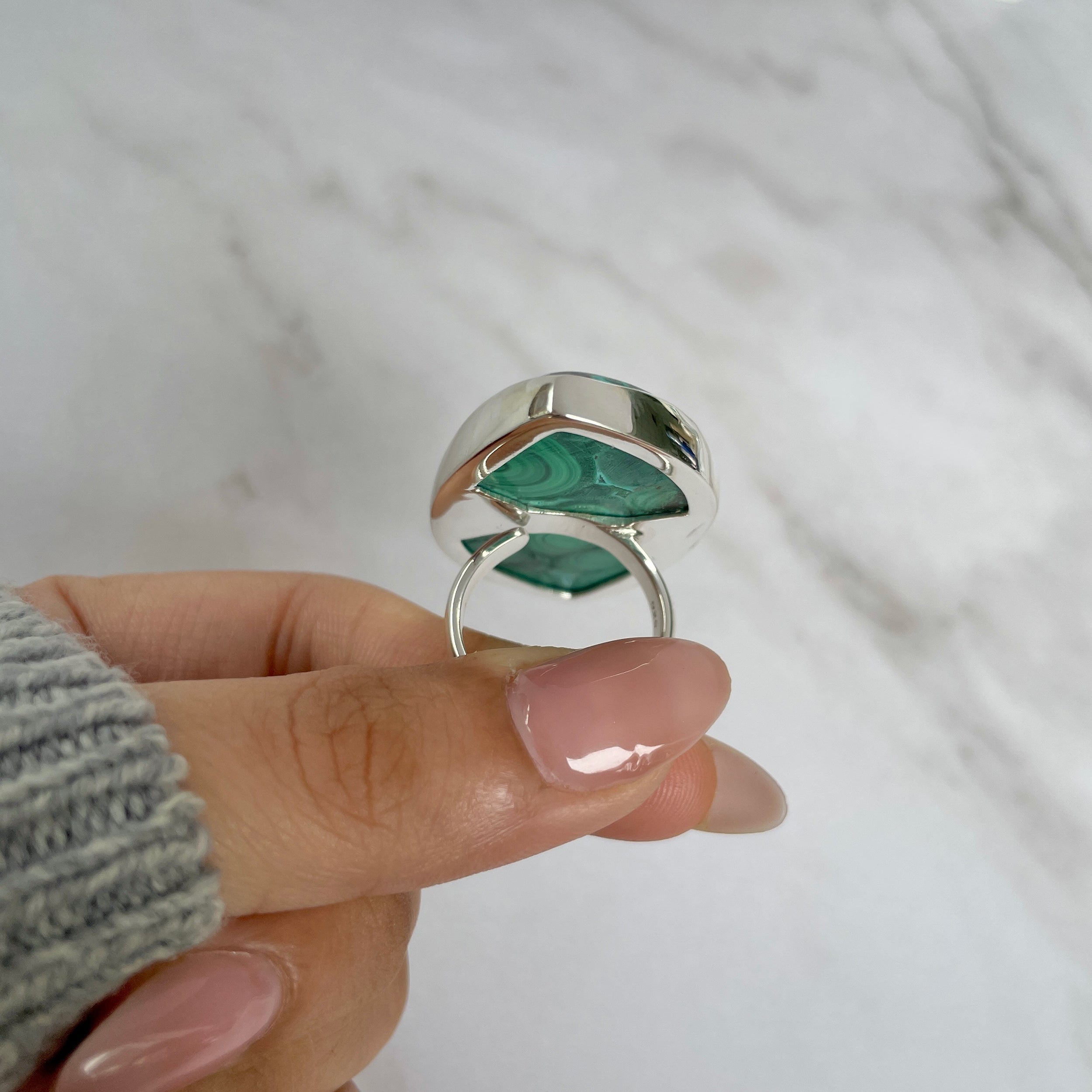 Azurite Malachite Adjustable Ring-(AZM-R-35.)