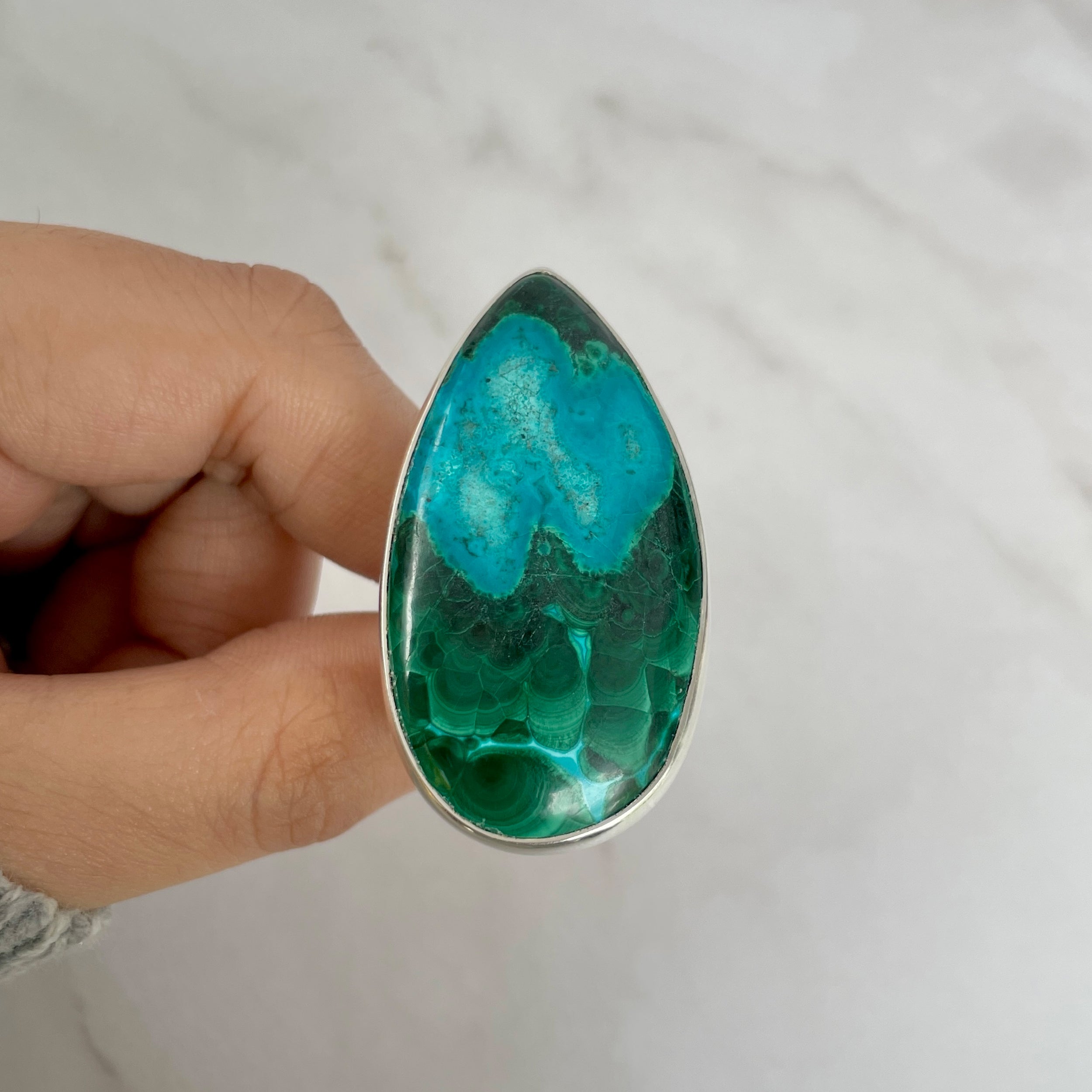 Azurite Malachite Adjustable Ring-(AZM-R-36.)