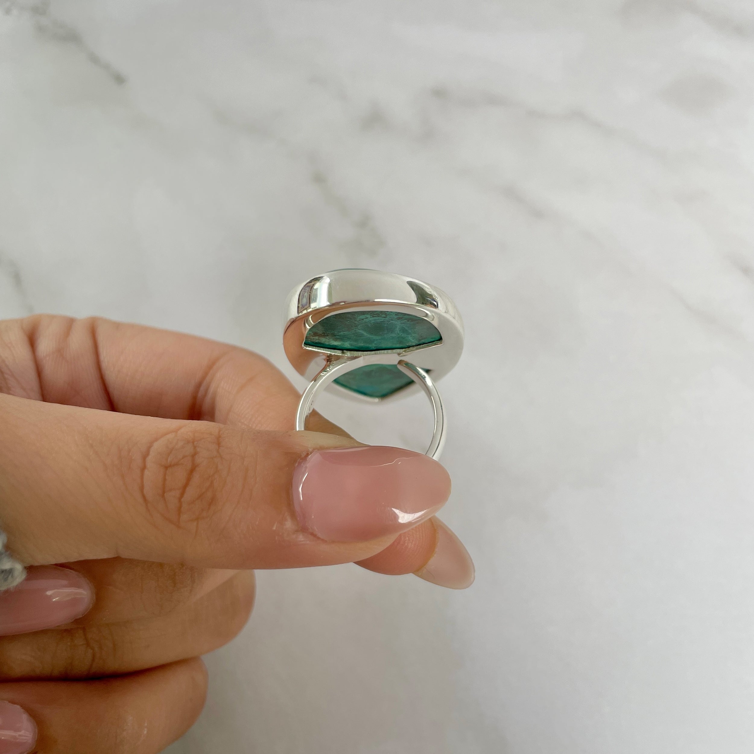 Azurite Malachite Adjustable Ring-(AZM-R-36.)