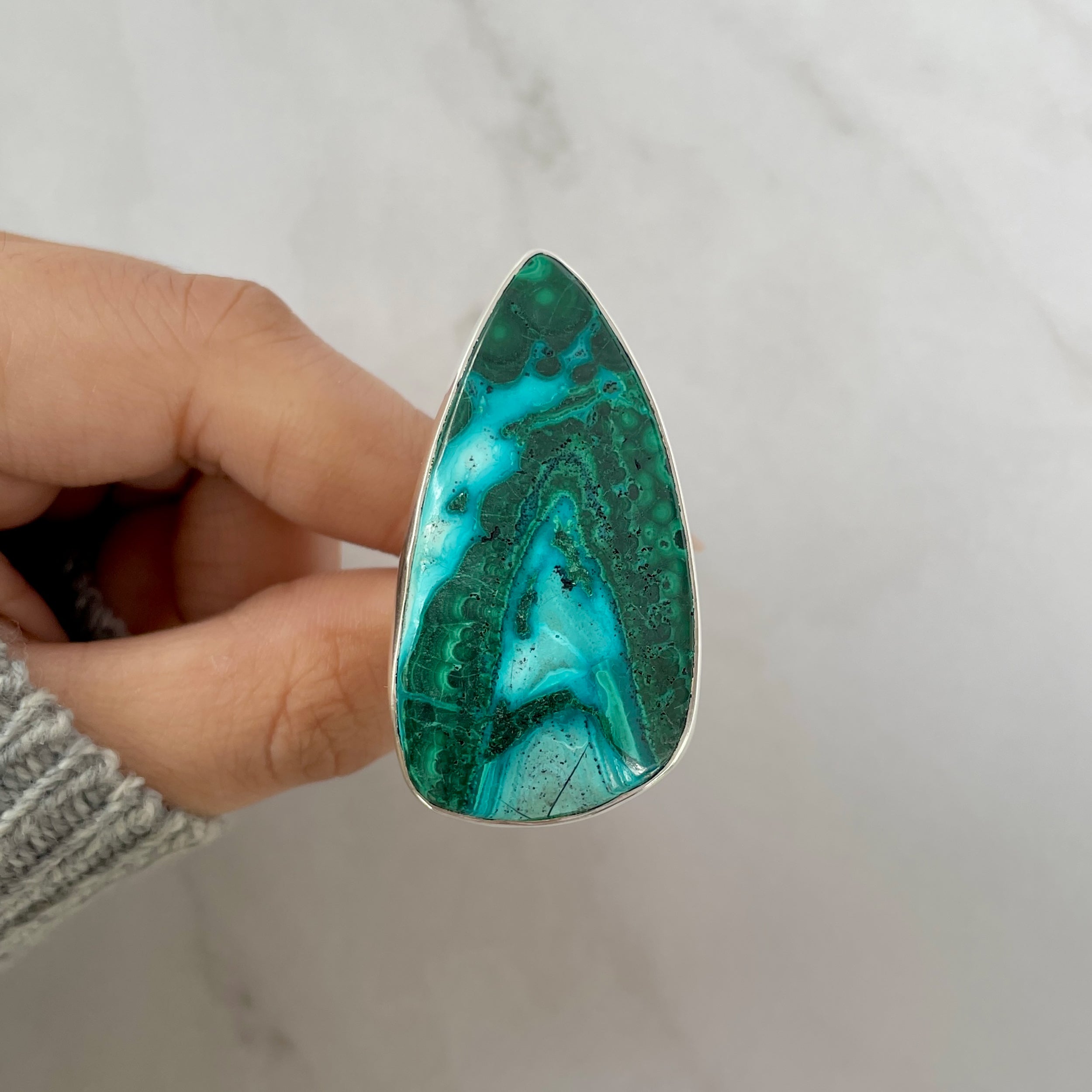 Azurite Malachite Adjustable Ring-(AZM-R-37.)