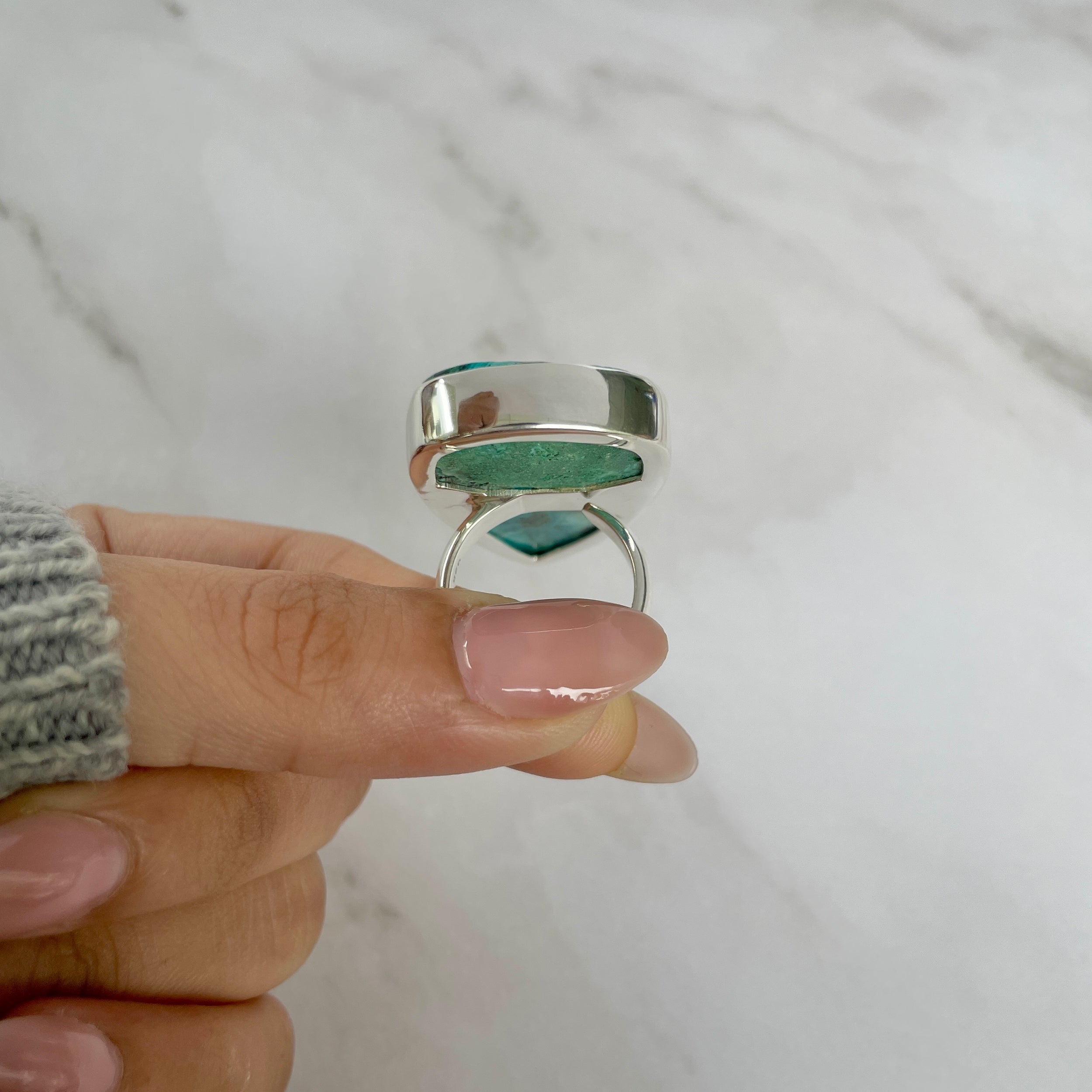 Azurite Malachite Adjustable Ring-(AZM-R-37.)